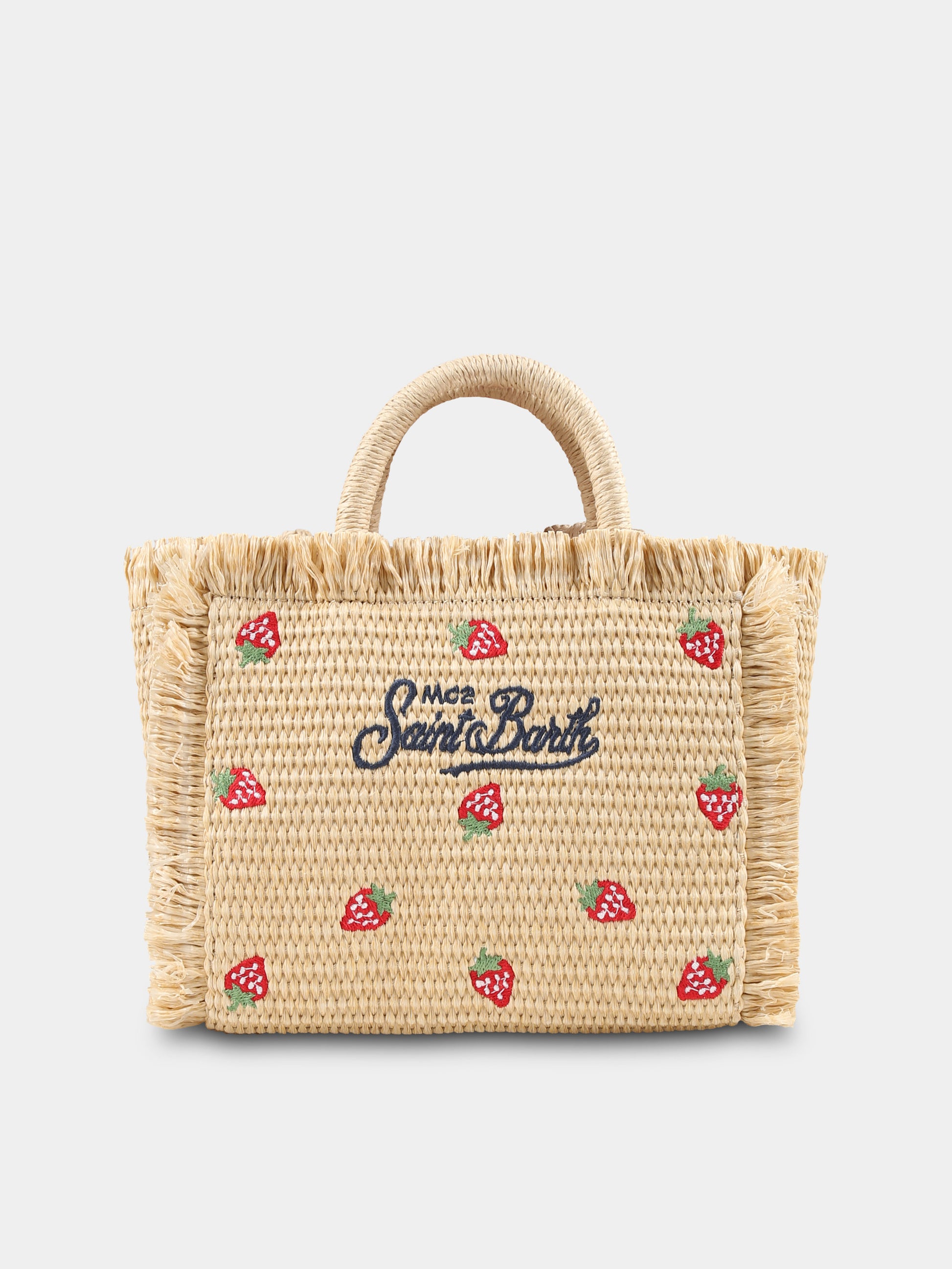 Borsa Vanity Mini beige per bambina con logo e fragole,Mc2 Saint Barth,VAMI009 00180H