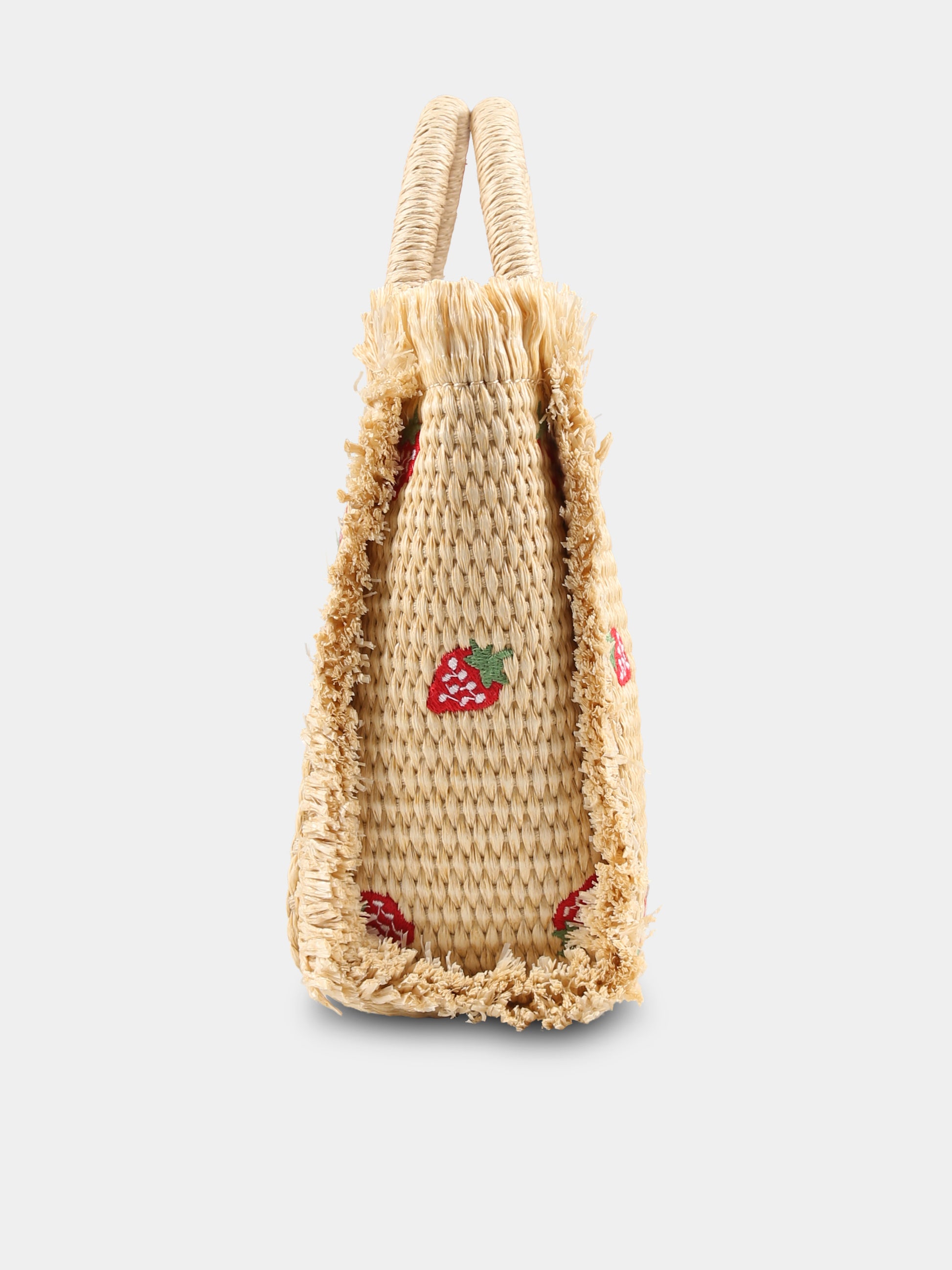 Borsa Vanity Mini beige per bambina con logo e fragole,Mc2 Saint Barth,VAMI009 00180H