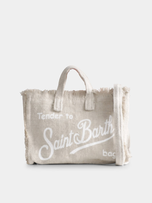 Borsa porta cellulare beige per bambina con logo