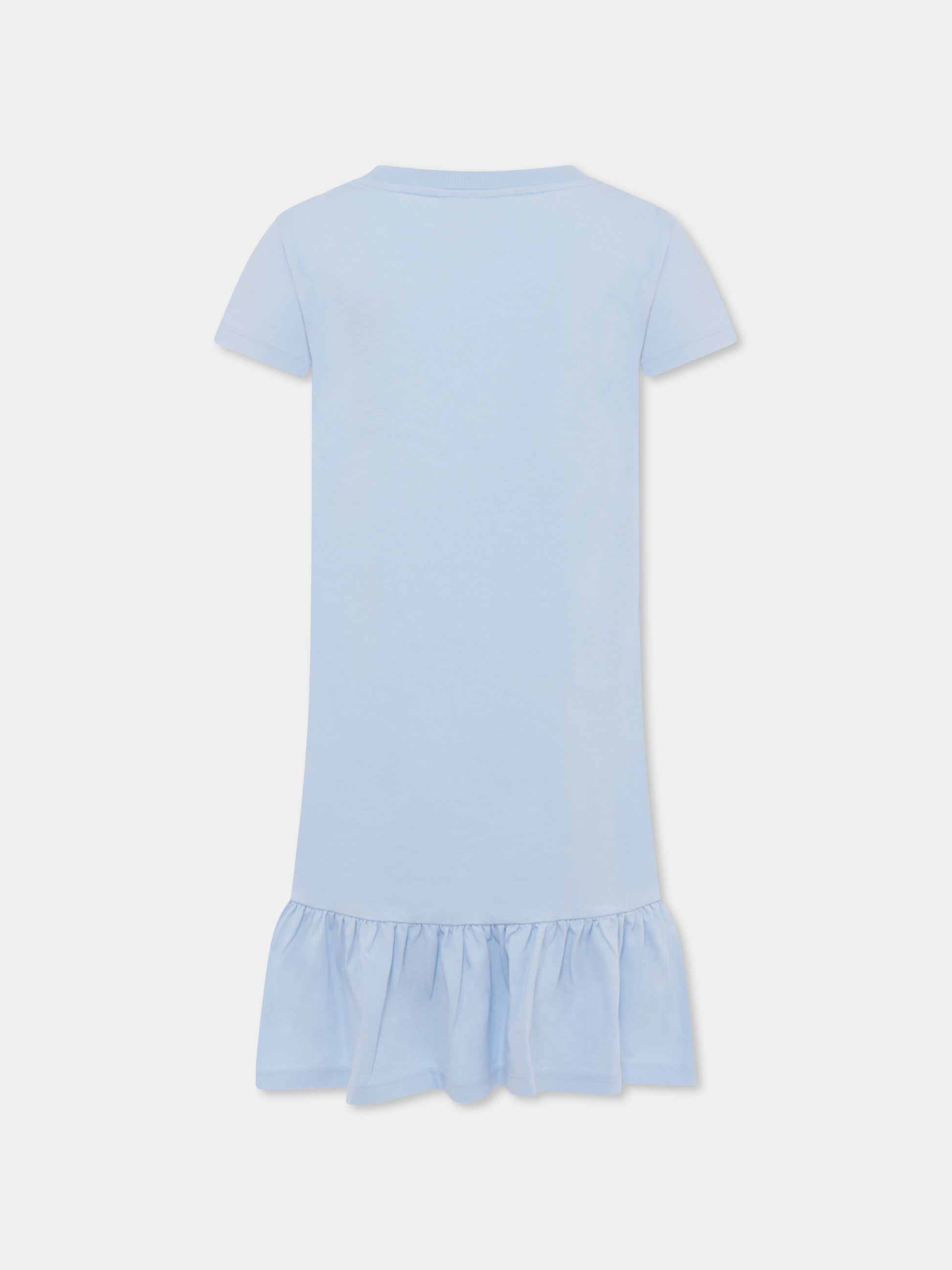 Vestito celeste per bambina con logo di strass,Mc2 Saint Barth,ABY0002 03346H