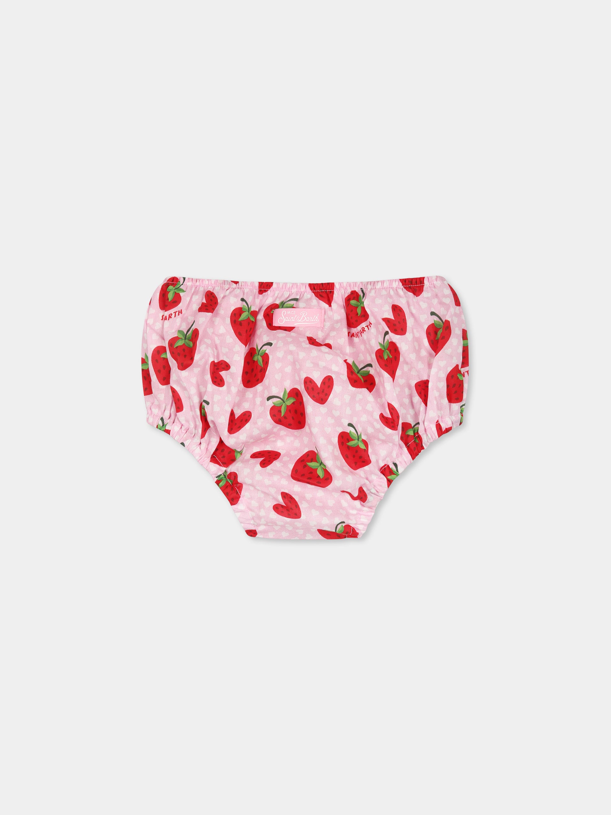 Slip rosa per neonata con fragole all over,Mc2 Saint Barth,PIM001 01321H