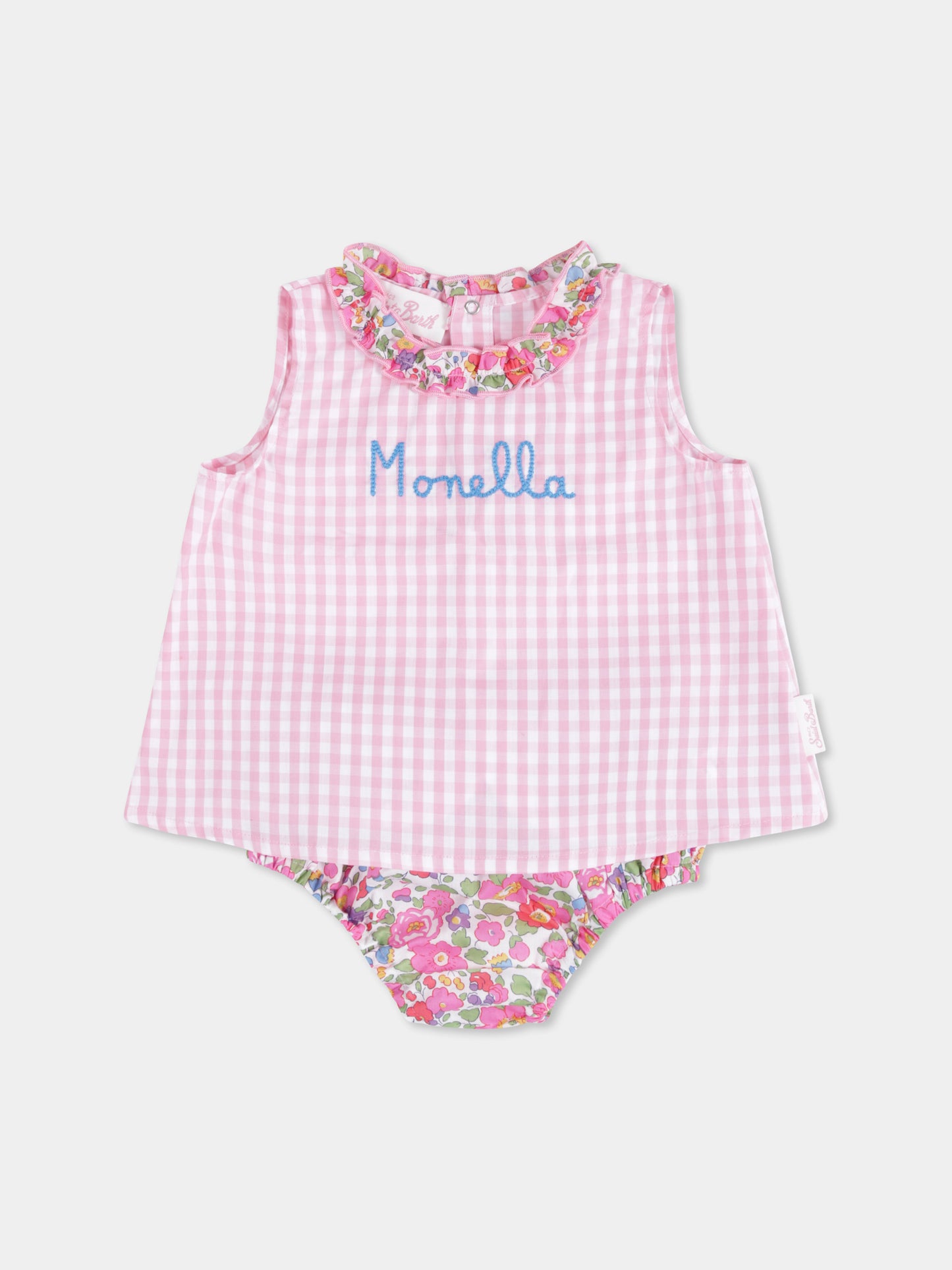 Completo rosa per neonata con scritta Monella