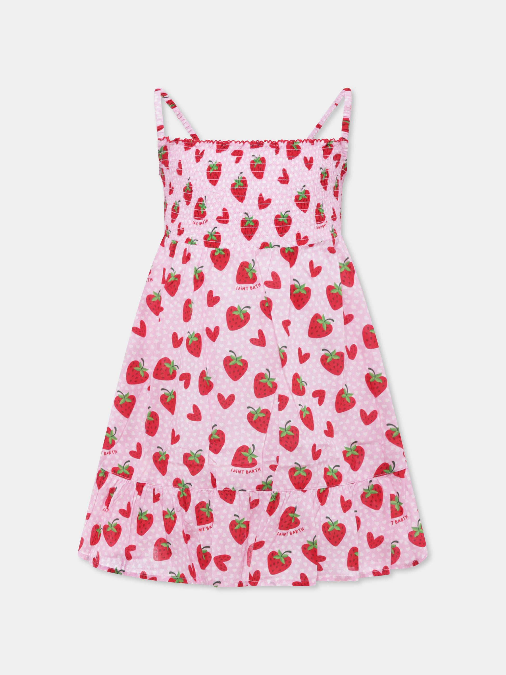 Vestito rosa per bambina con fragole,Mc2 Saint Barth,MKI0001 01321H