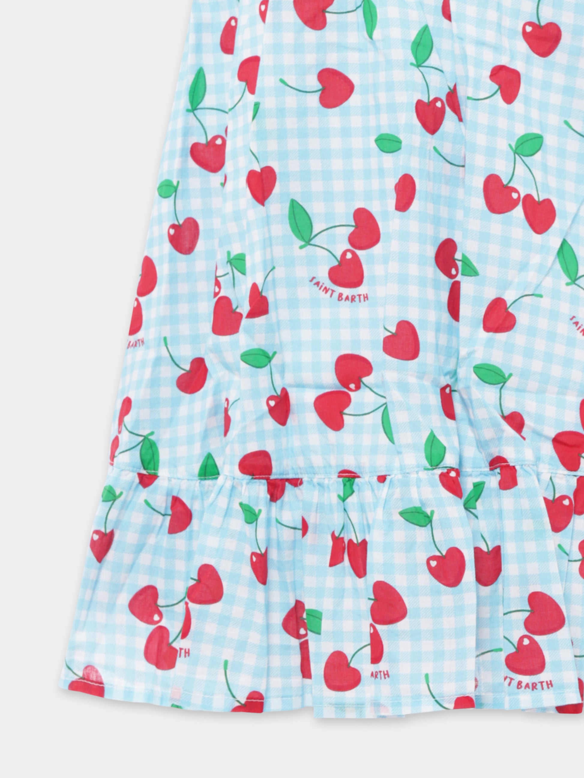 Vestito celeste per bambina con ciliegie,Mc2 Saint Barth,MKI0001 04599H