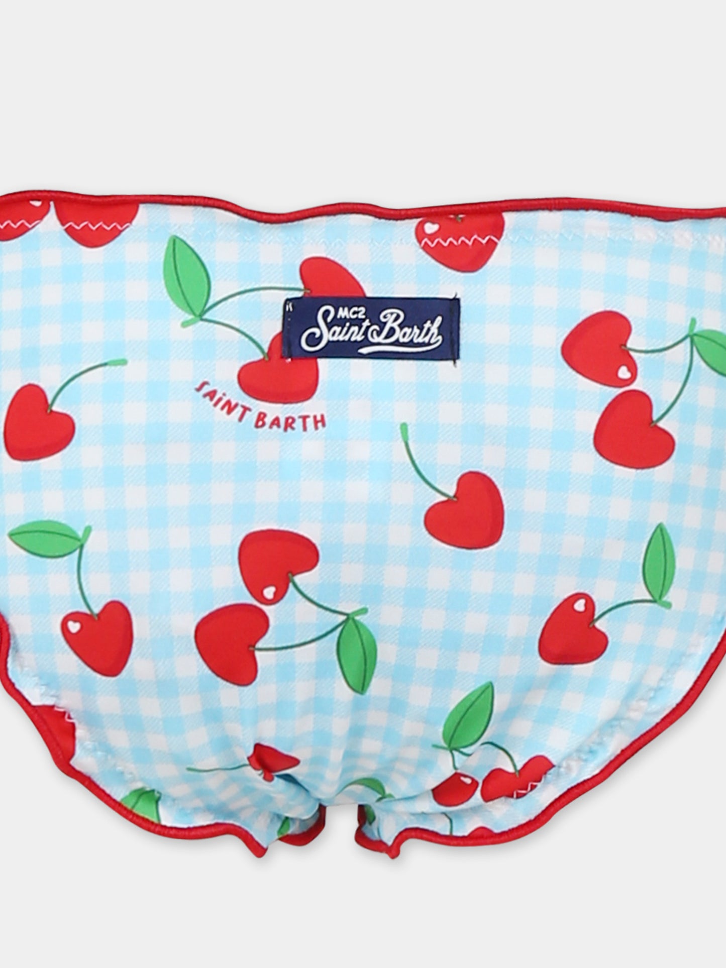 Bikini celeste per bambina con ciliegie