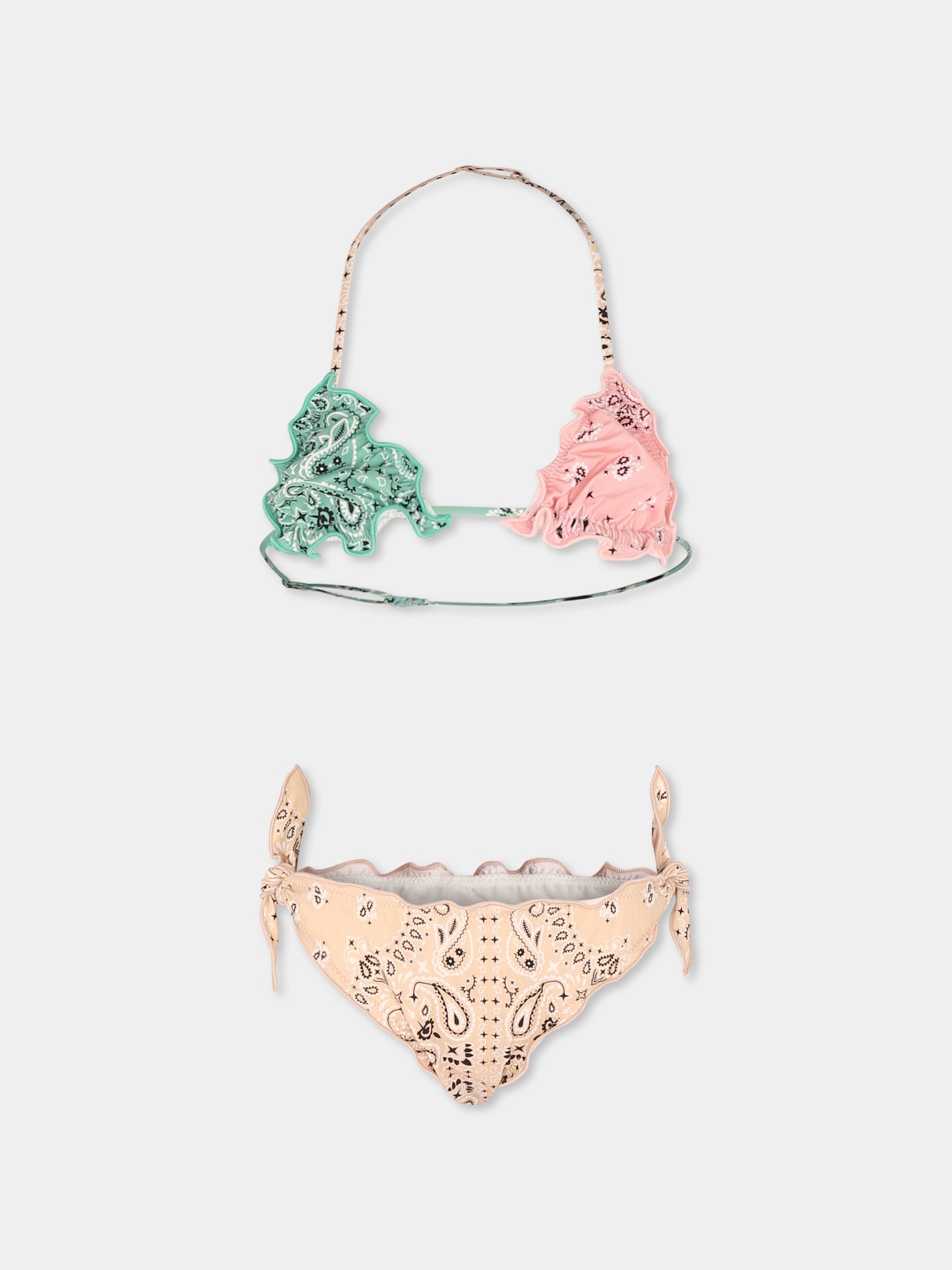 Bikini multicolor per bambina con stampa paisley