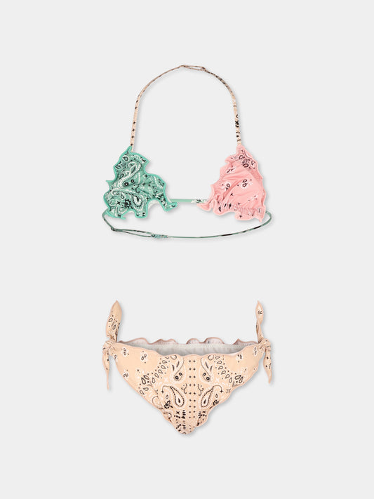 Bikini multicolor per bambina con stampa paisley