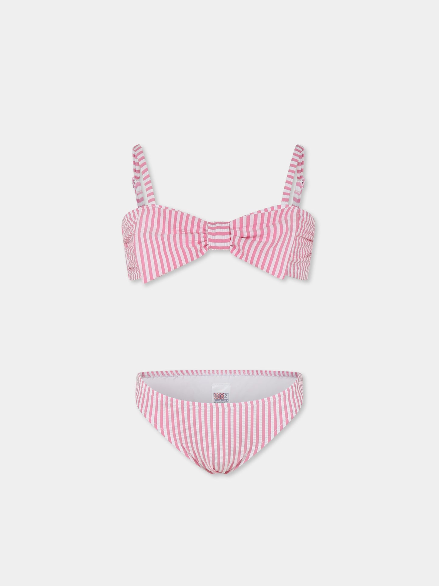 Bikini rosa per bambina con fiocco