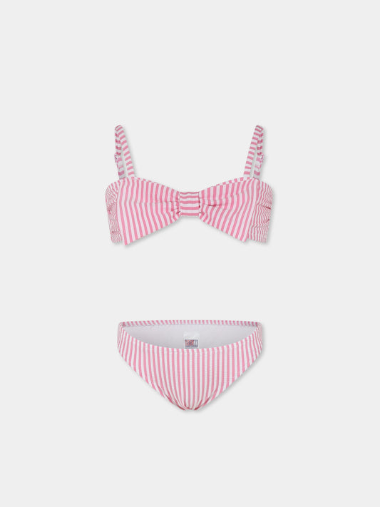 Bikini rosa per bambina con fiocco