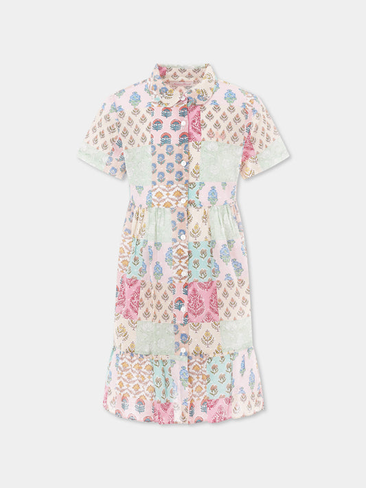 Vestito multicolor per bambina con stampa patchwork,Mc2 Saint Barth,MSS0001 02328H