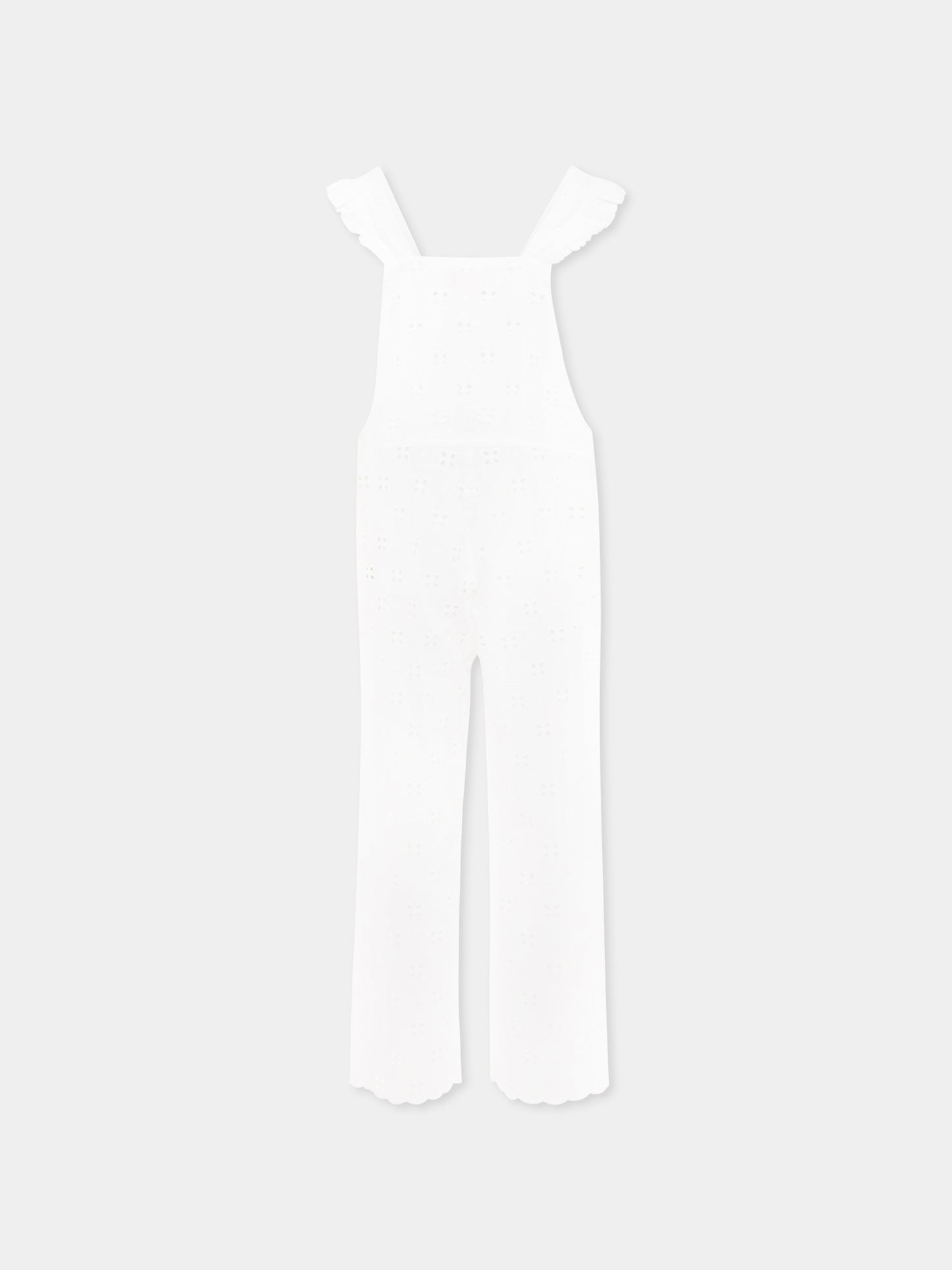 Salopette bianca per bambina con fiori