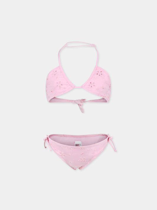 Bikini rosa per bambina con fiori