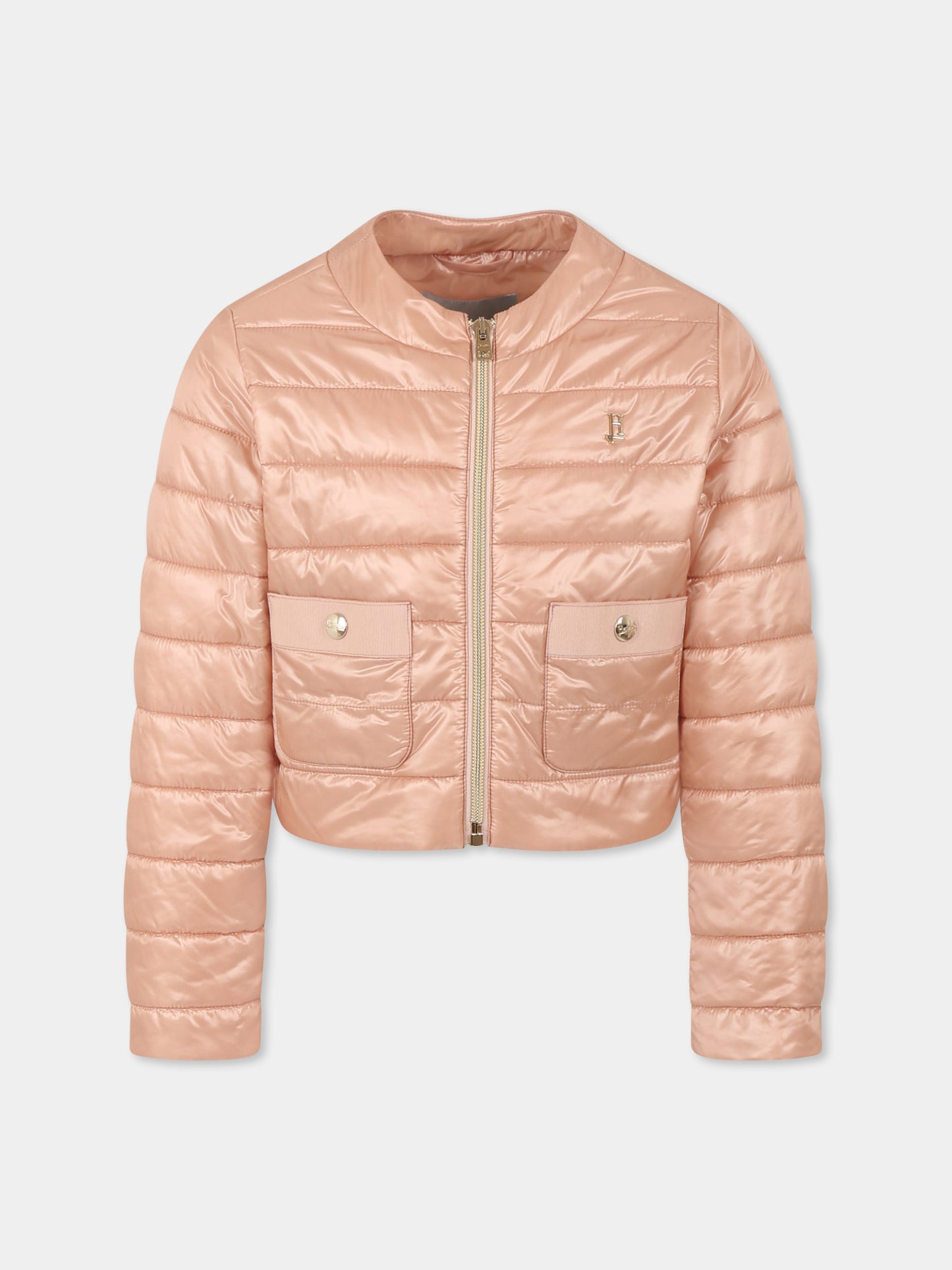 Piumino crop rosa per bambina con logo,Herno Kids,GI000090G 12017Z 4002