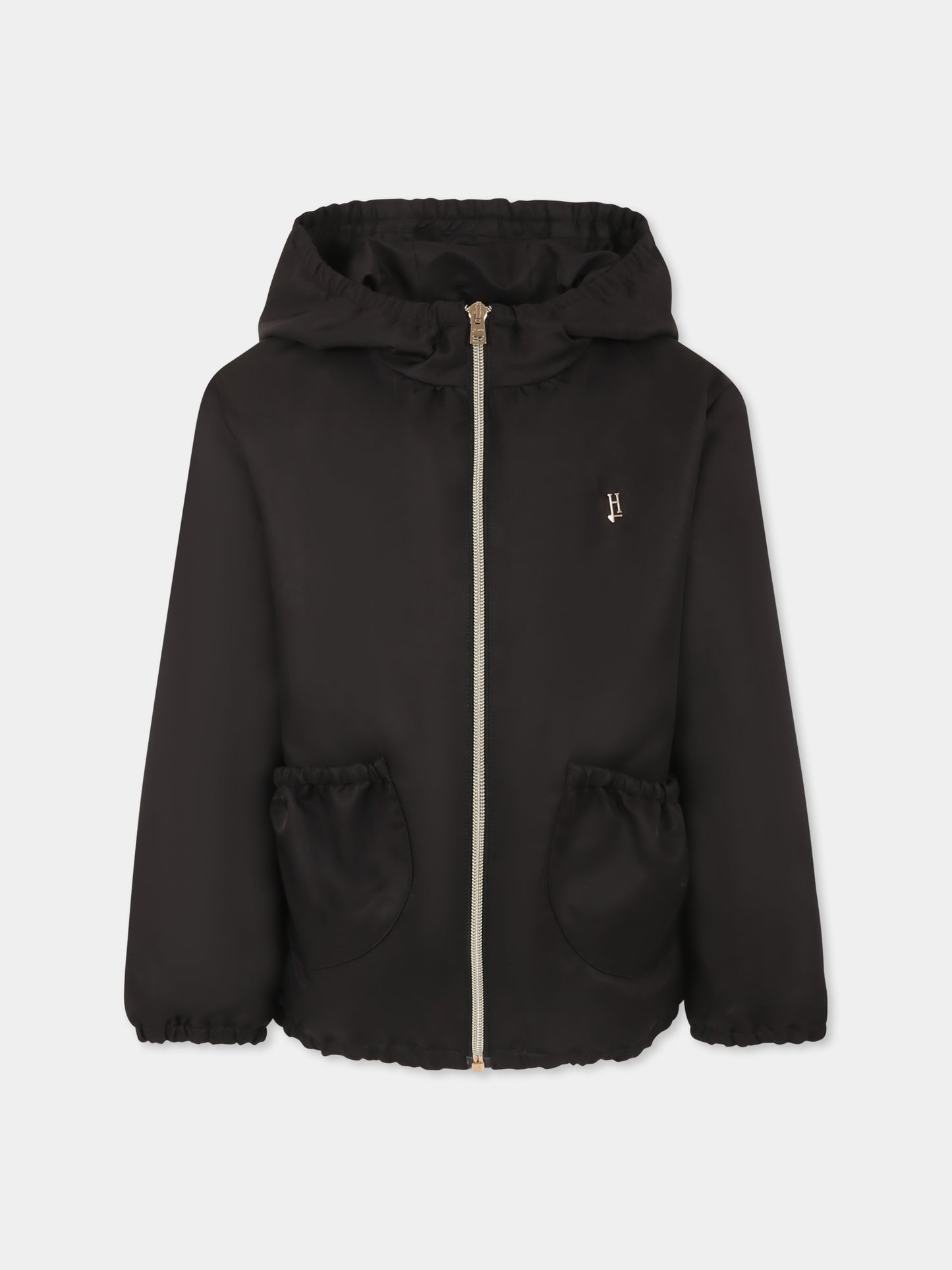 Giacca a vento nera per bambina con logo,Herno Kids,GI000094G 12541 9300