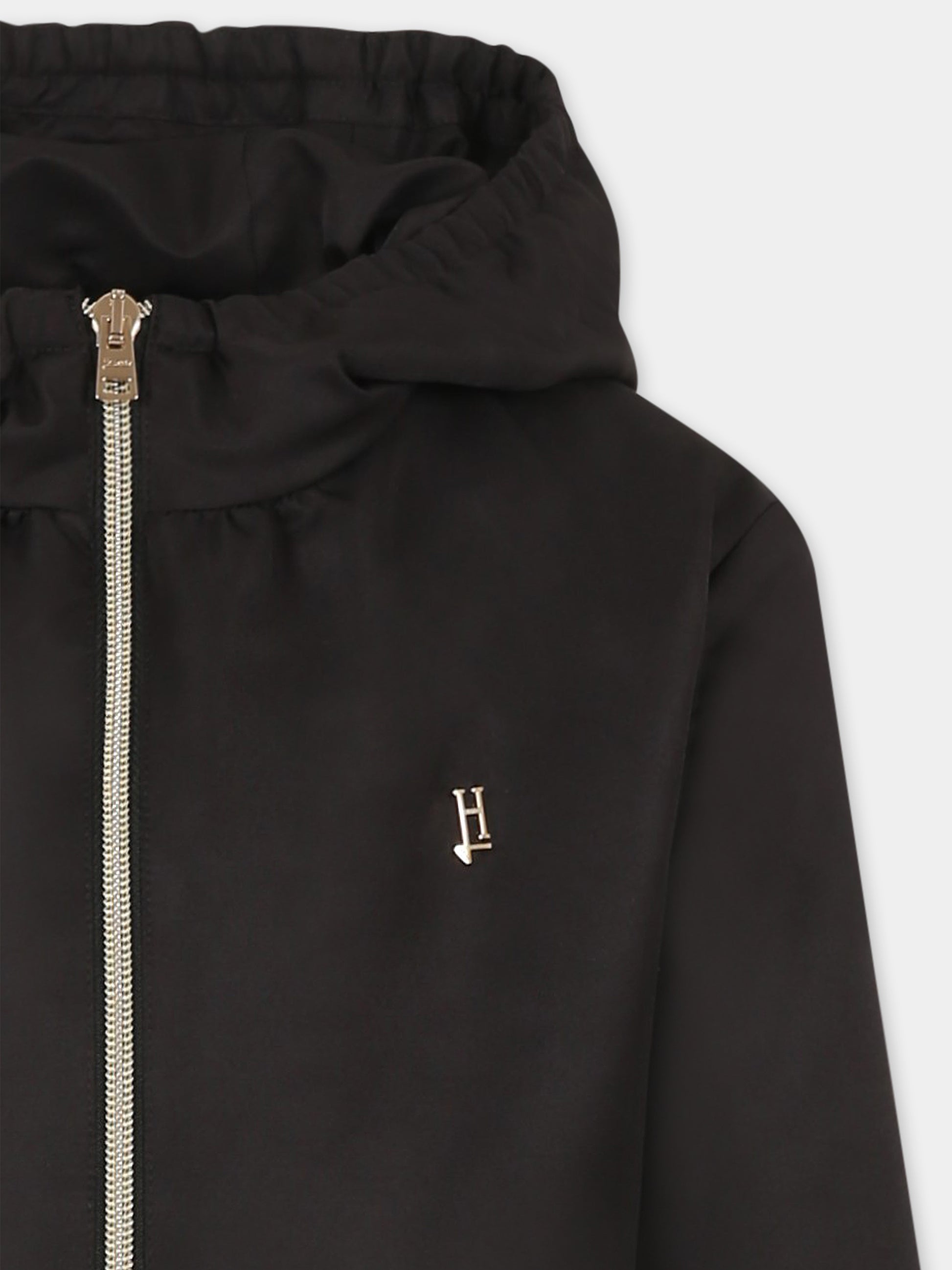 Giacca a vento nera per bambina con logo,Herno Kids,GI000094G 12541 9300