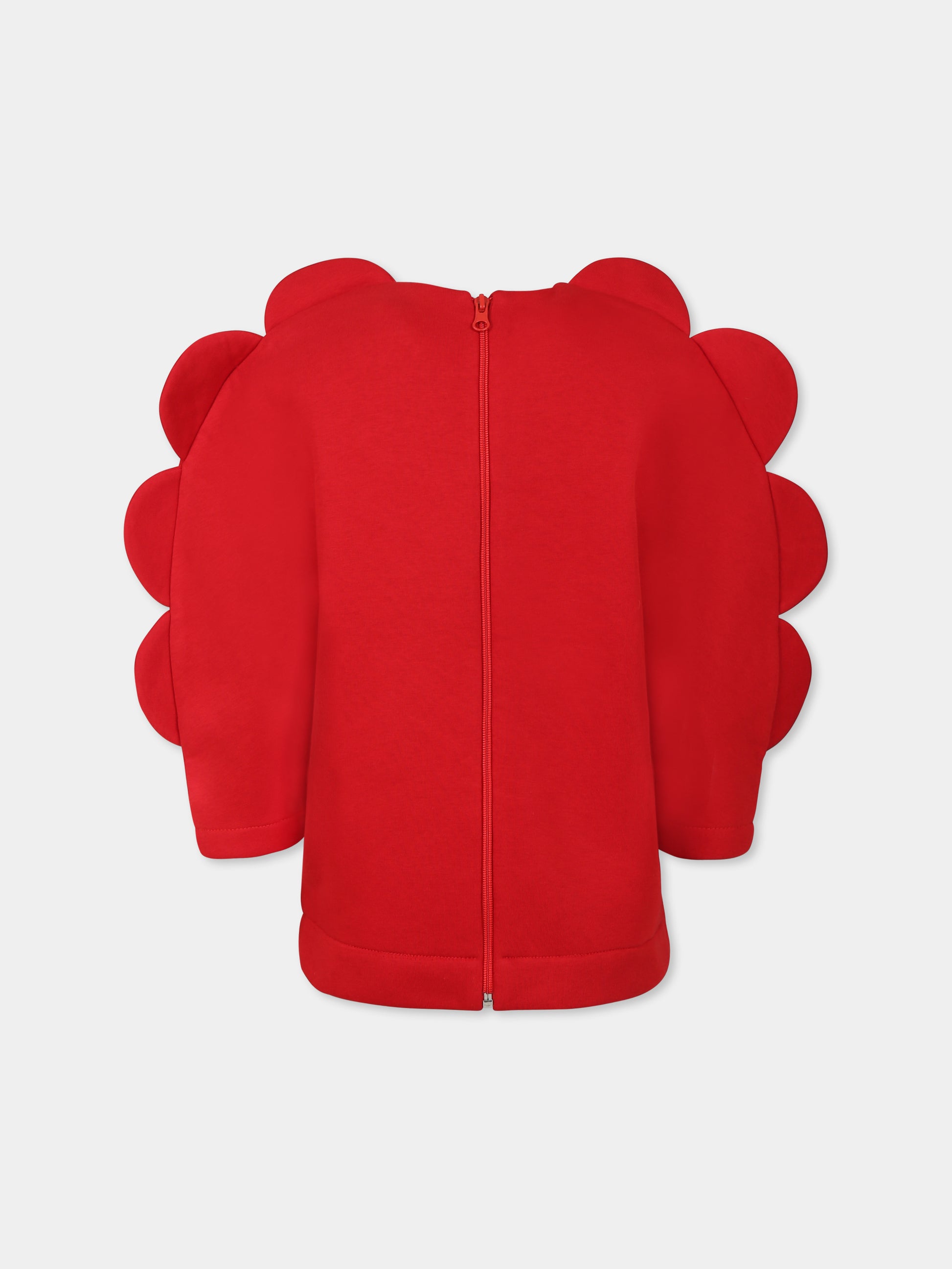 Felpa rossa per bambina con cuori,Pangolini Kids,HURTS RED