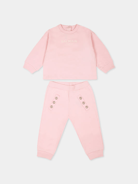 Completo rosa per neonata con logo