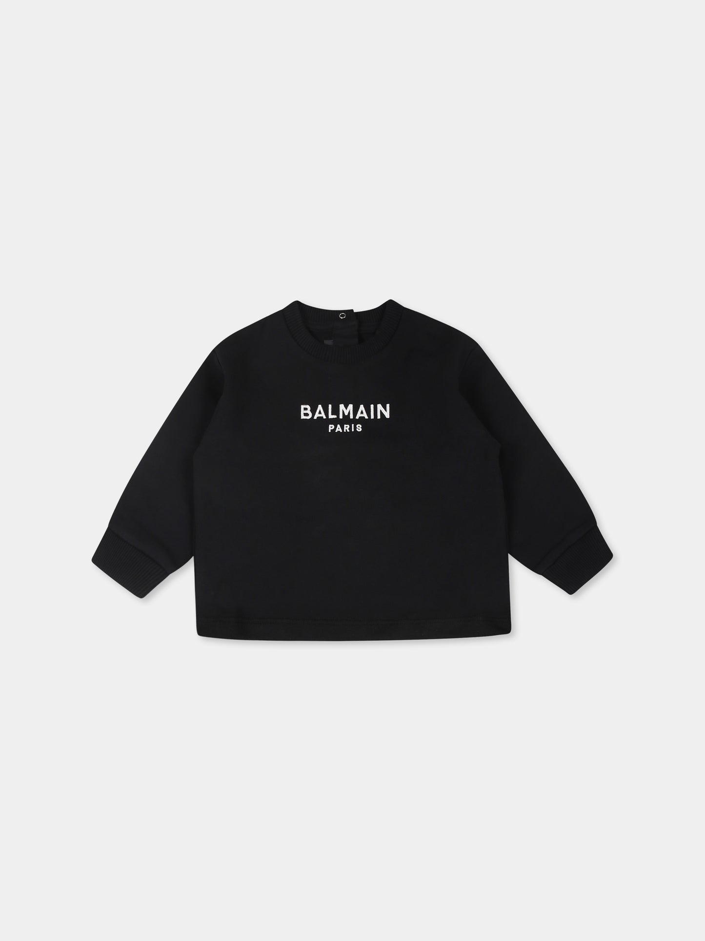 Felpa nera per neonata con logo,Balmain Kids,BU4010 Z1753 930BC