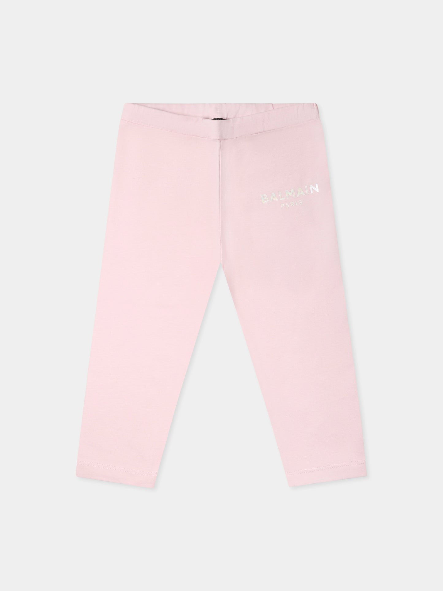 Leggings rosa per neonata con logo,Balmain Kids,BU6030 Z1883 540