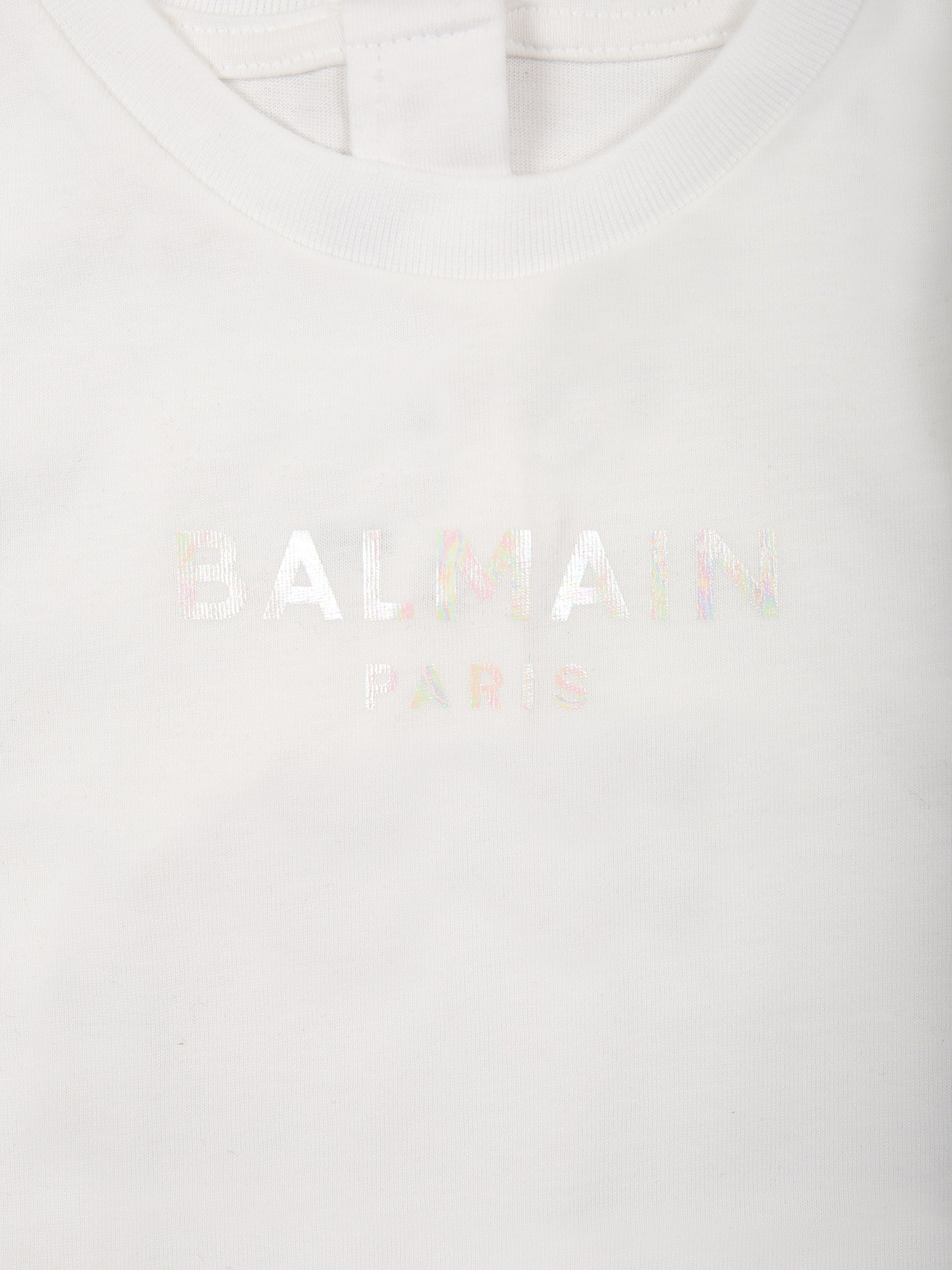 T-shirt bianca per neonata con logo,Balmain Kids,BU8021 Z1751 100