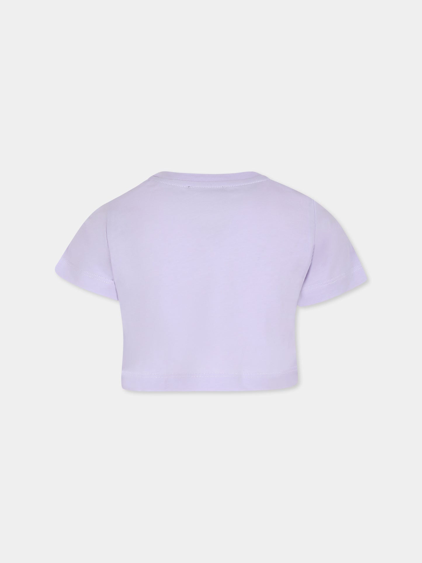 T-shirt crop viola per bambina con logo