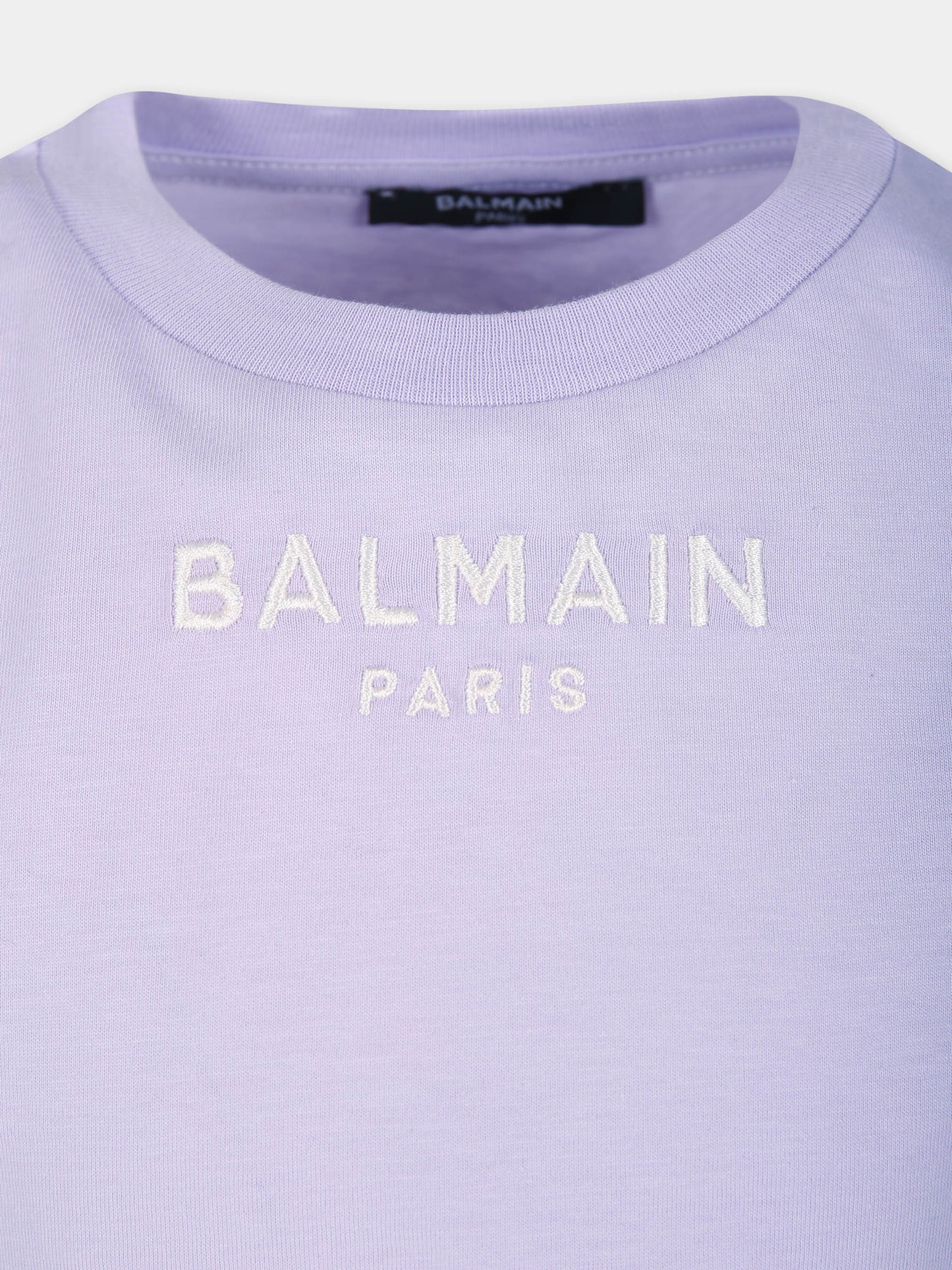 T-shirt crop viola per bambina con logo