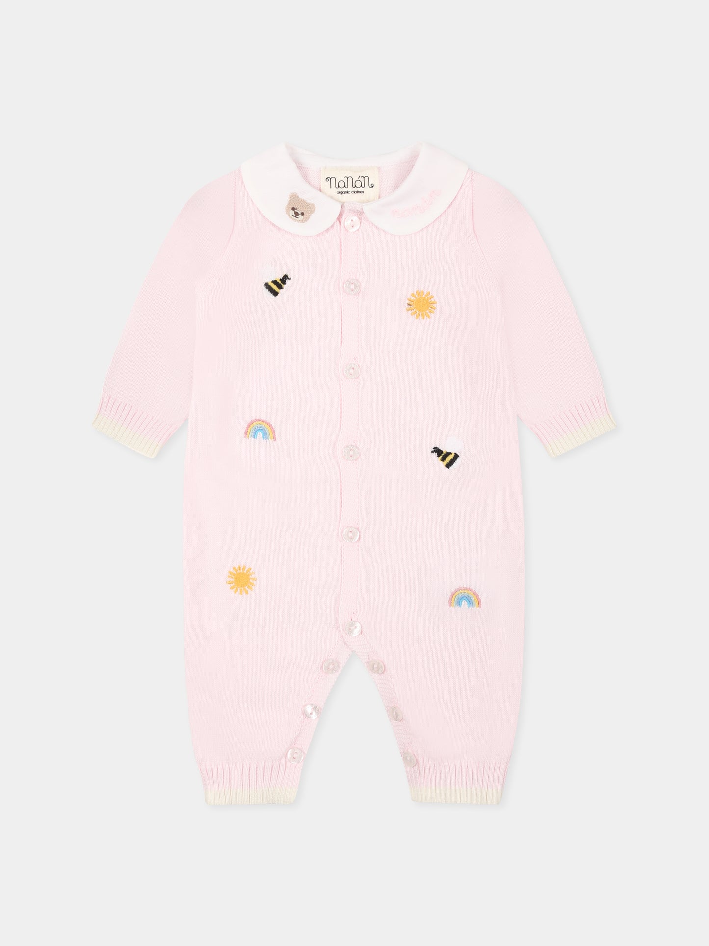 Tutina rosa per neonata con api e logo,Nanán,E25002R