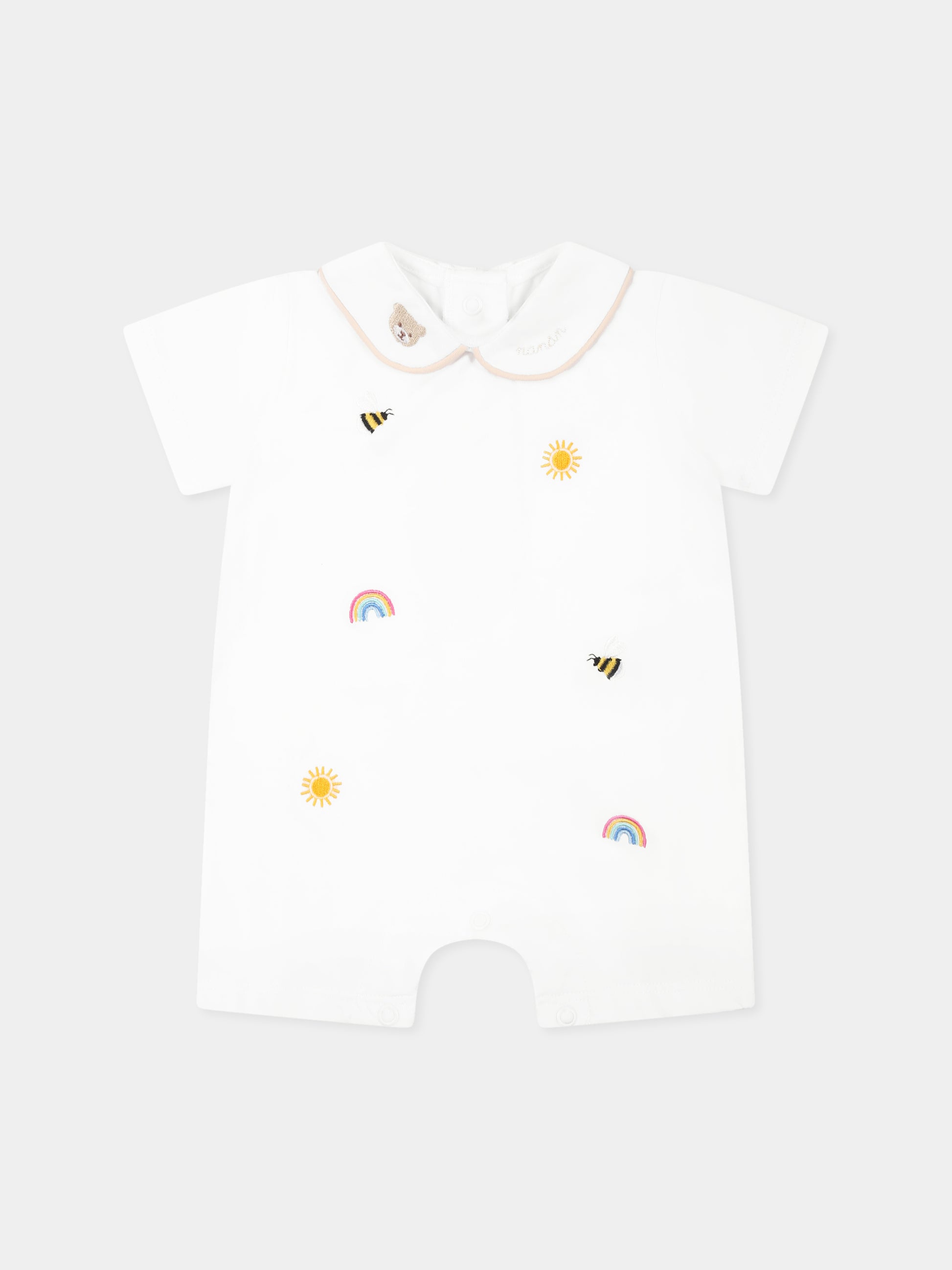 Pagliaccetto bianco per neonati con api e logo,Nanán,E25011B