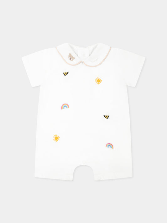 Pagliaccetto bianco per neonati con api e logo,Nanán,E25011B