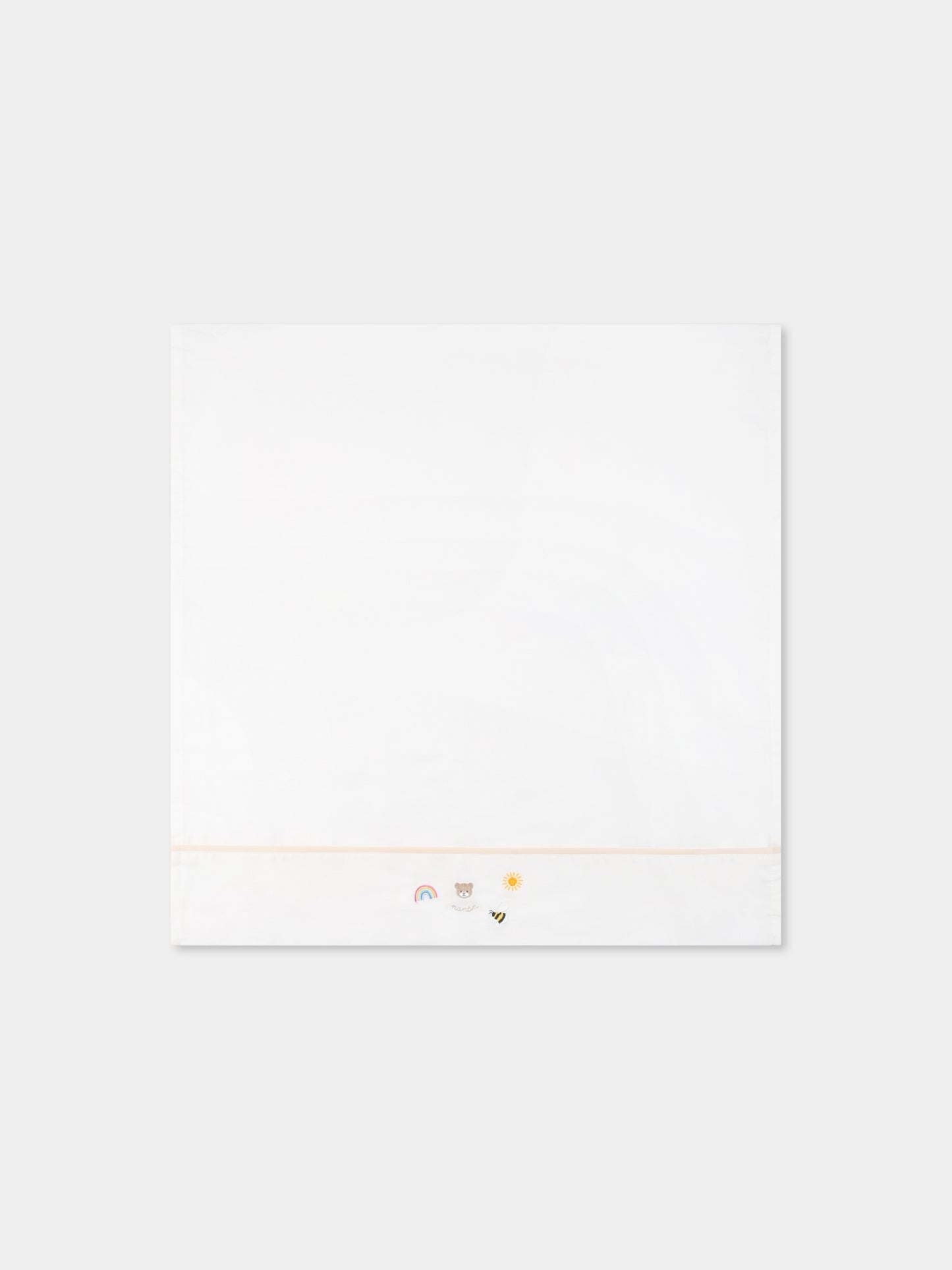 Set lenzuola bianco per neonati con ape e arcobaleno