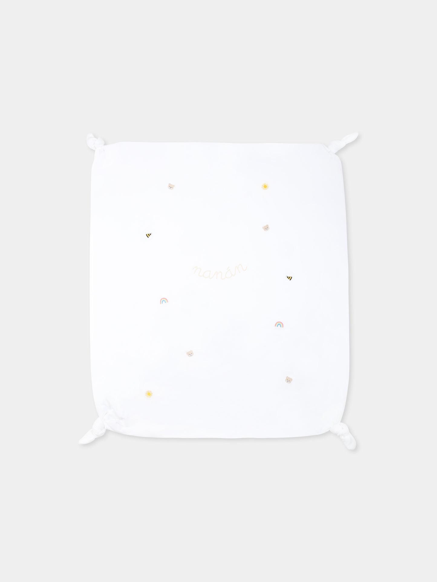 Coperta bianca per neonati con api e arcobaleno,Nanán,E25016B