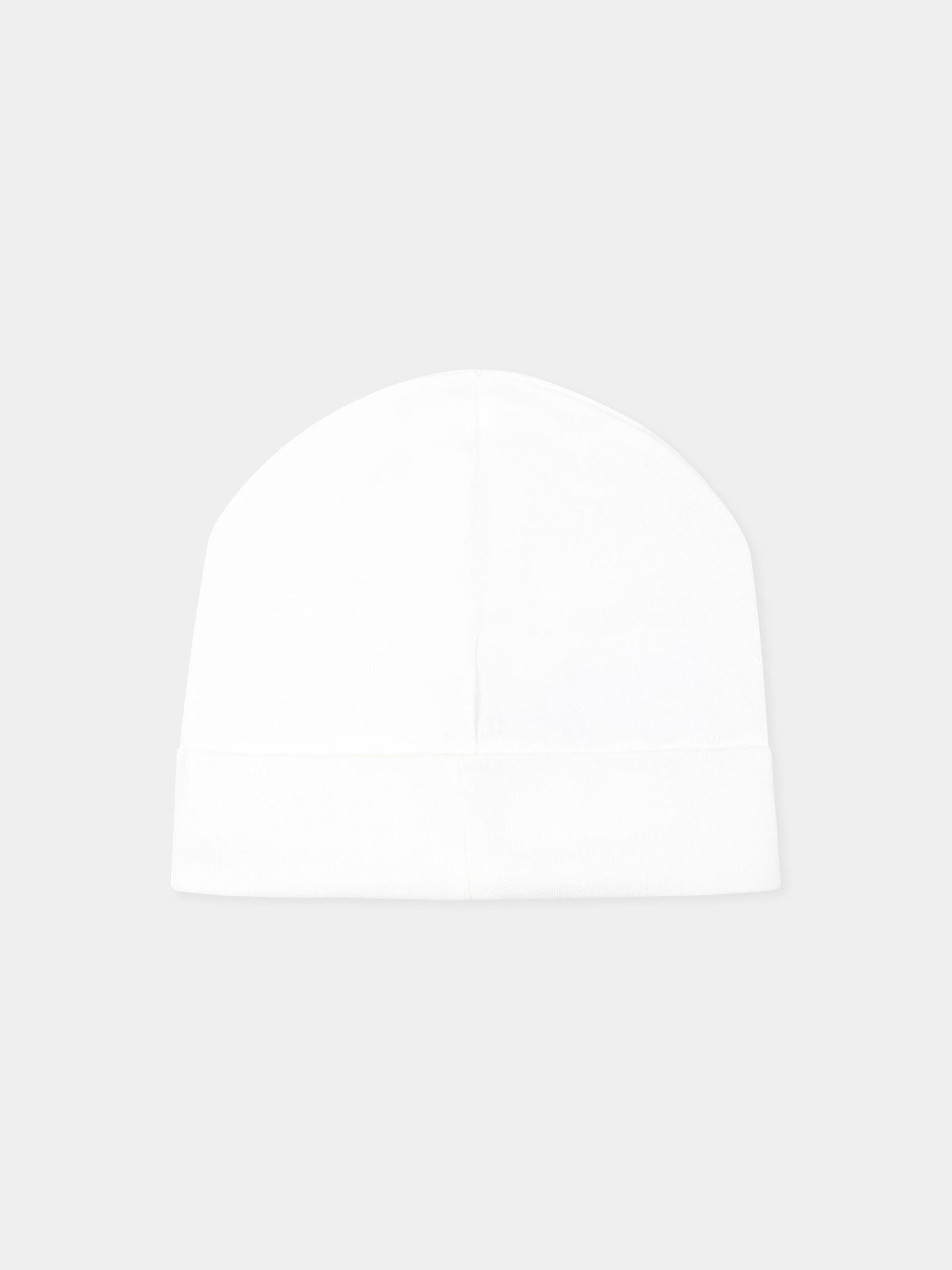 Cappello bianco per neonato con orsetto,Nanán,E25109B