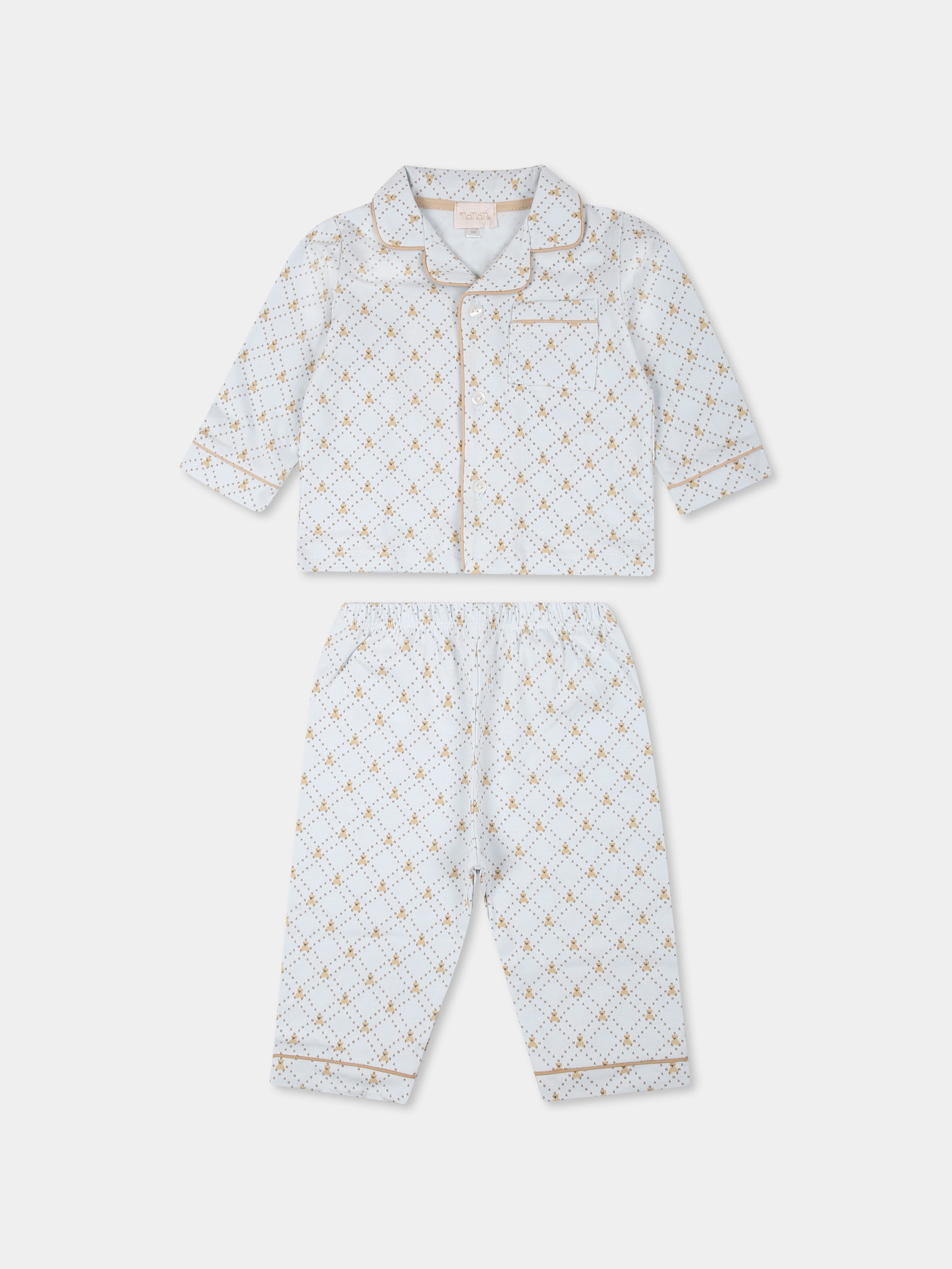 Pigiama celeste per neonato con orsetti all over,Nanán,E25178A