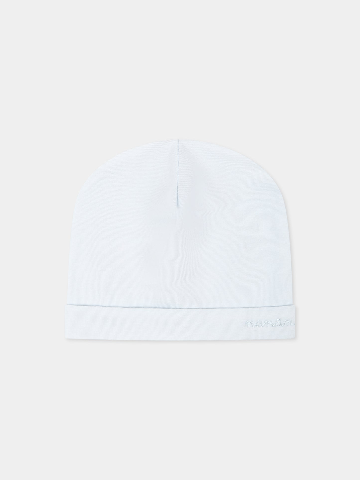 Cappello celeste per neonato con logo