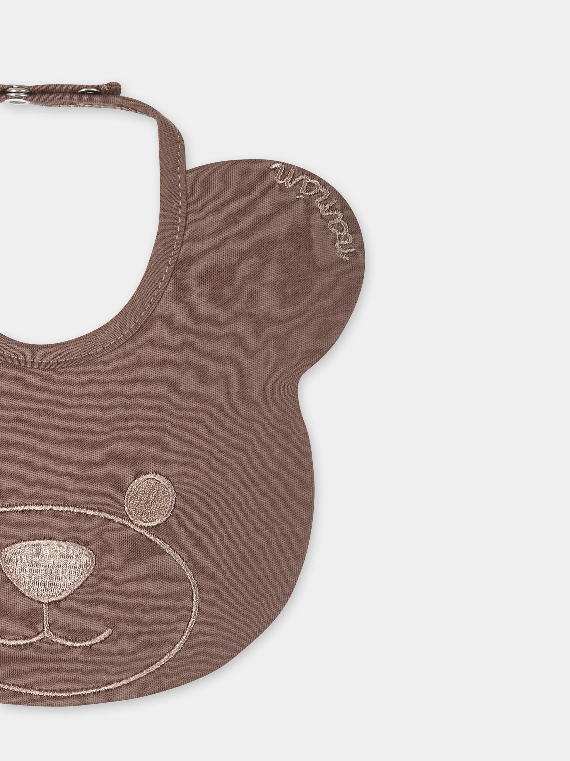 Bavaglino marrone per neonato con orso,Nanán,E25110M