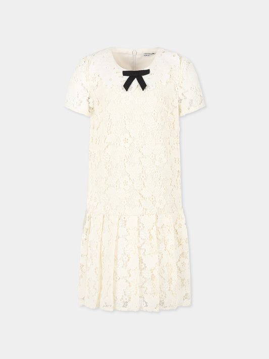 Vesito avorio per bambina con fiocco,Self-portrait,SS25 709S C CREAM