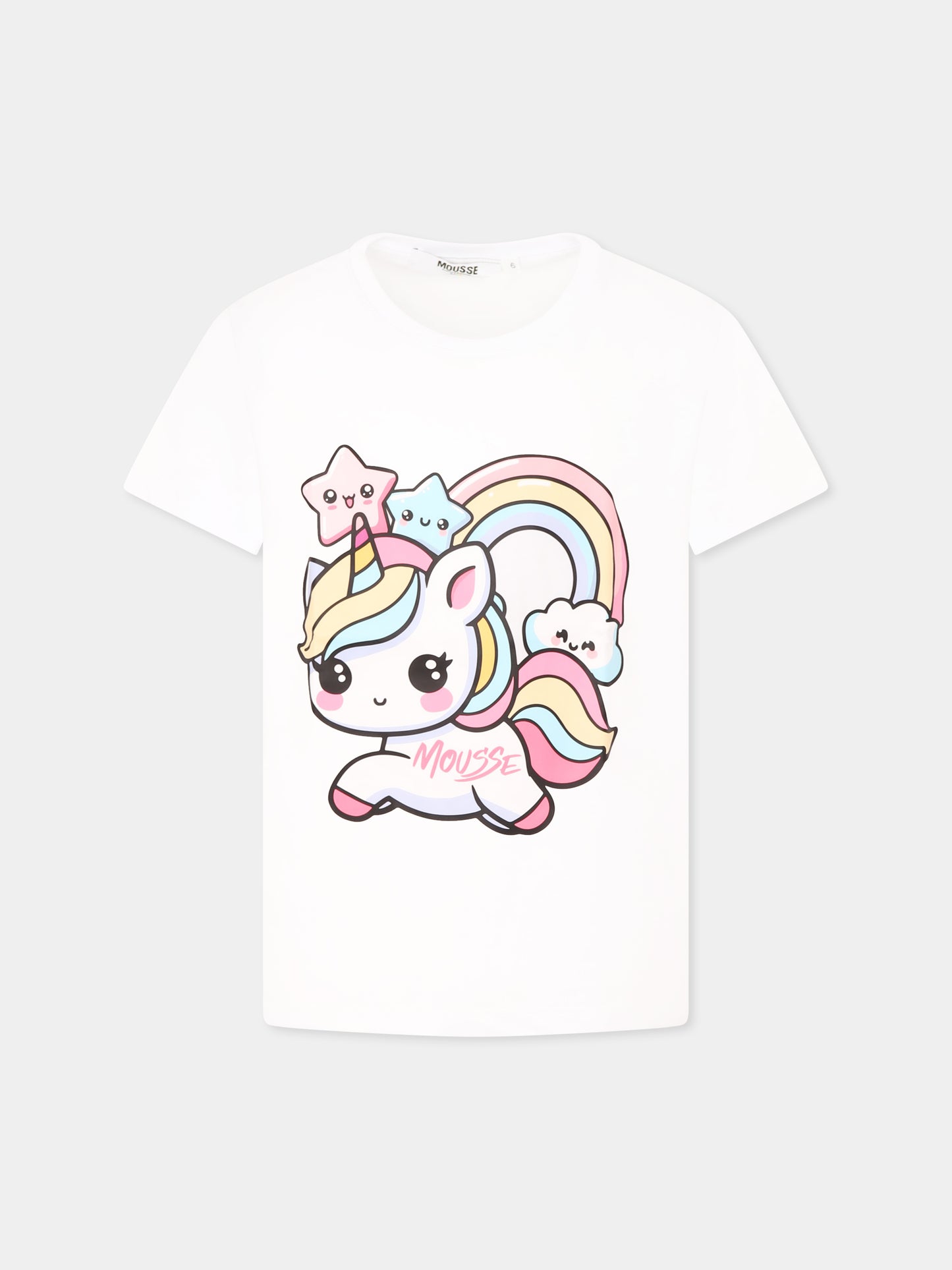 T-shirt bianca per bambina con unicorno,Mousse Kids,SKTS372W