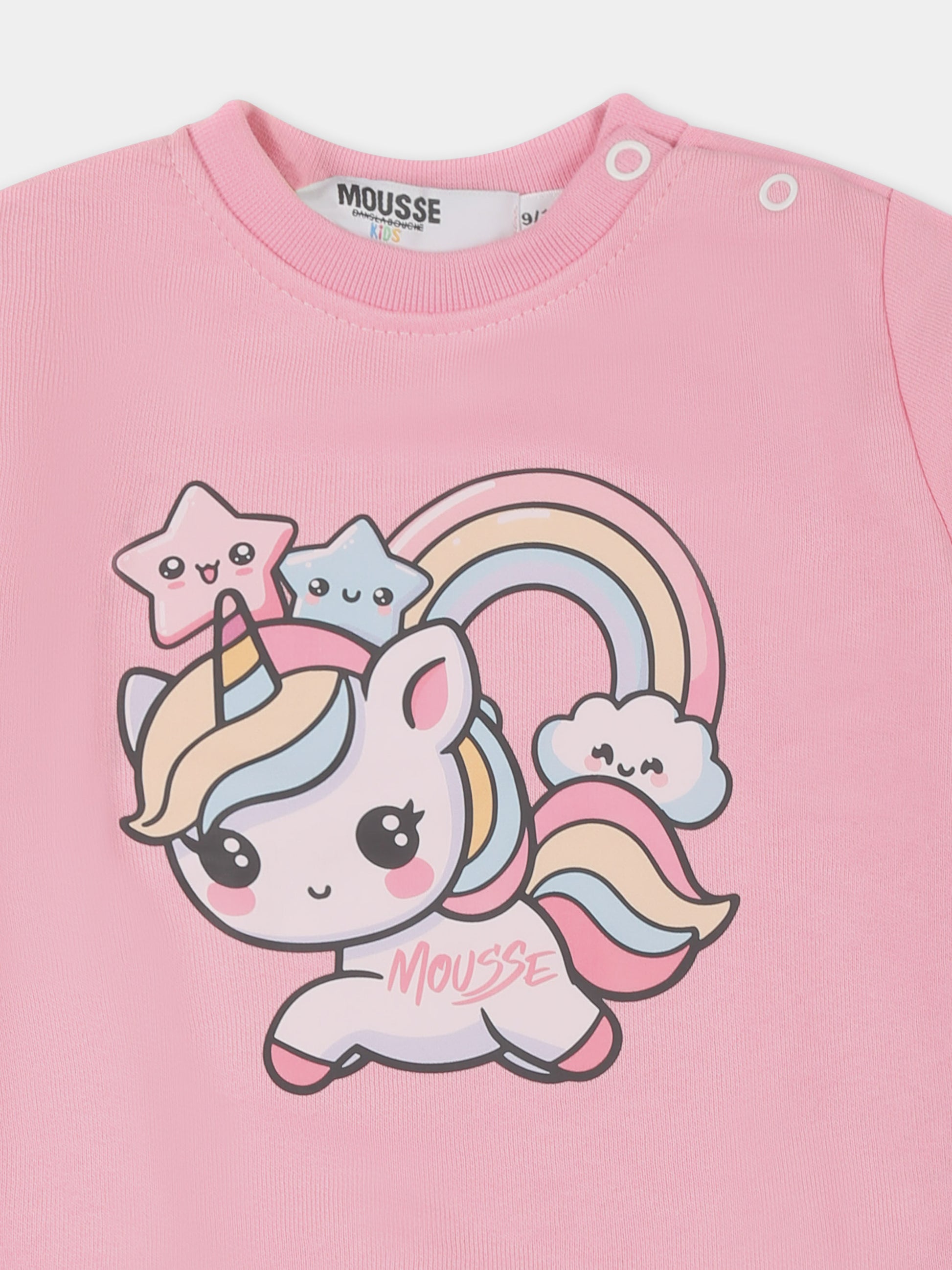 Felpa rosa per neonata con unicorno,Mousse Kids,SKNFG372P