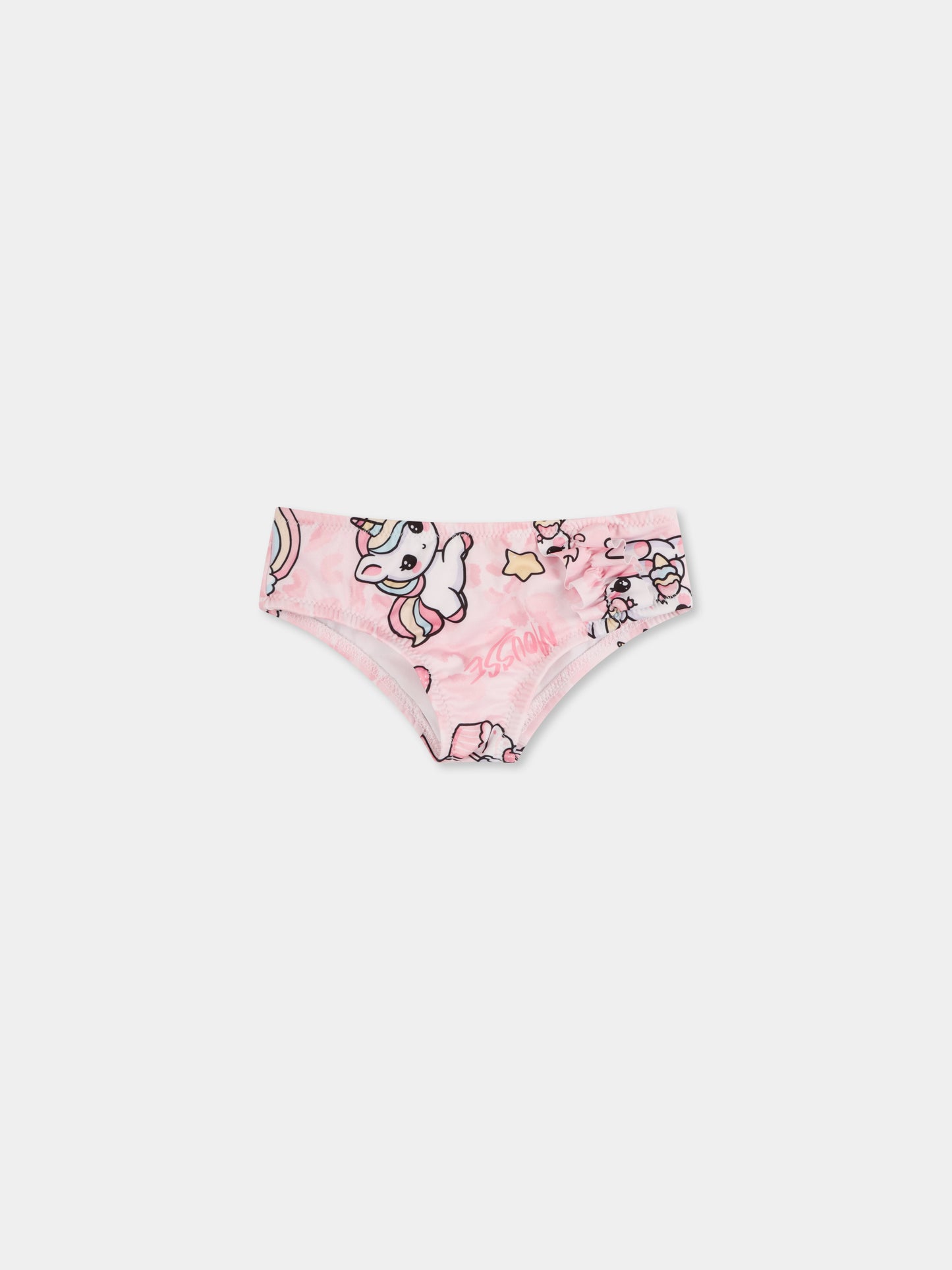 Slip mare rosa per neonata con unicorno all over