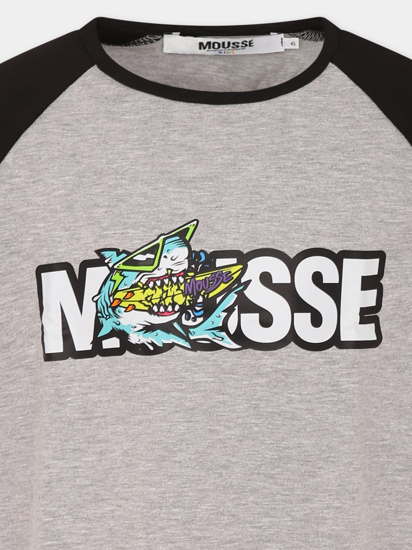 T-shirt grigia per bambino con squalo,Mousse Kids,SKSBMB382