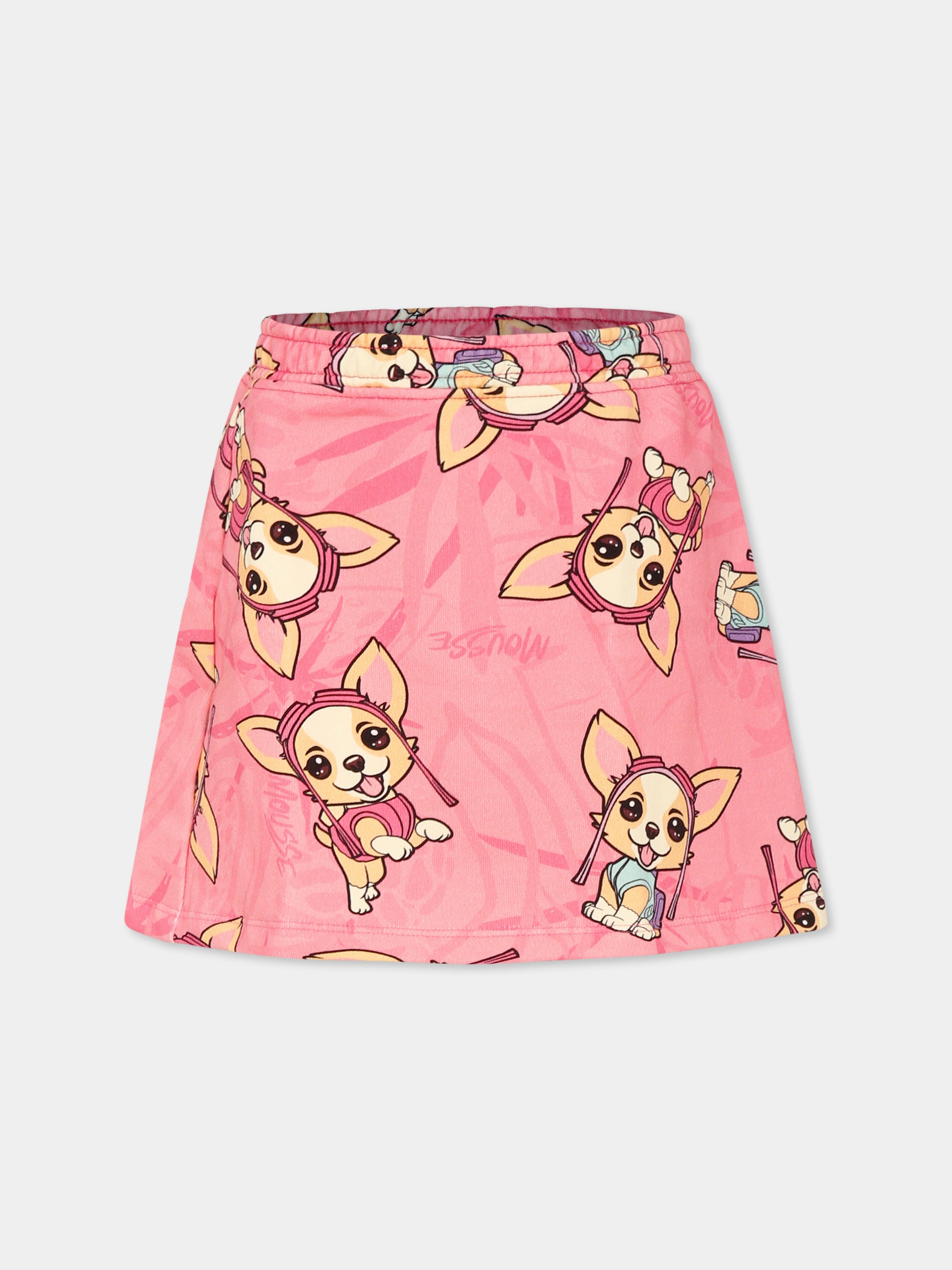 Gonna rosa per bambina con cane all over,Mousse Kids,SKG373