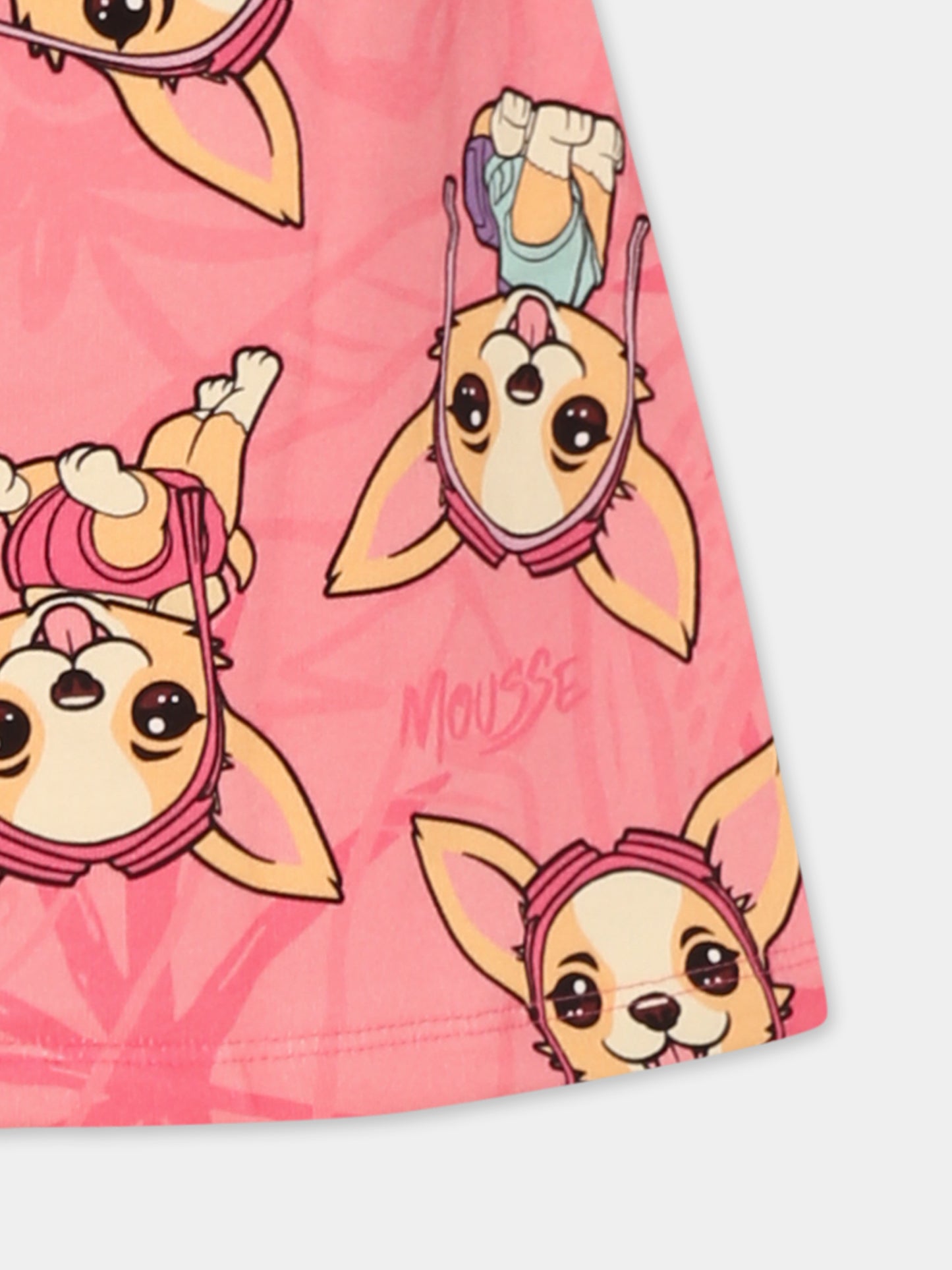 Gonna rosa per bambina con cane all over,Mousse Kids,SKG373