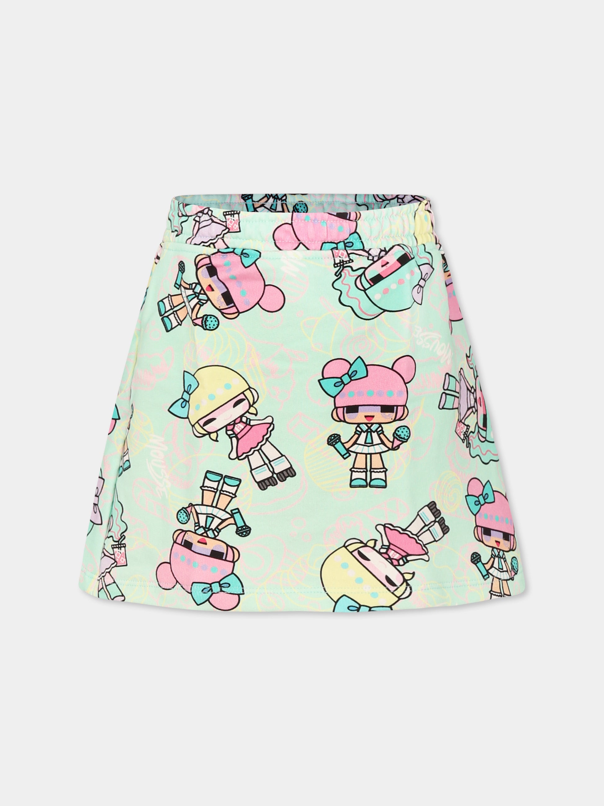 Gonna verde per bambina con bambola,Mousse Kids,SKG374