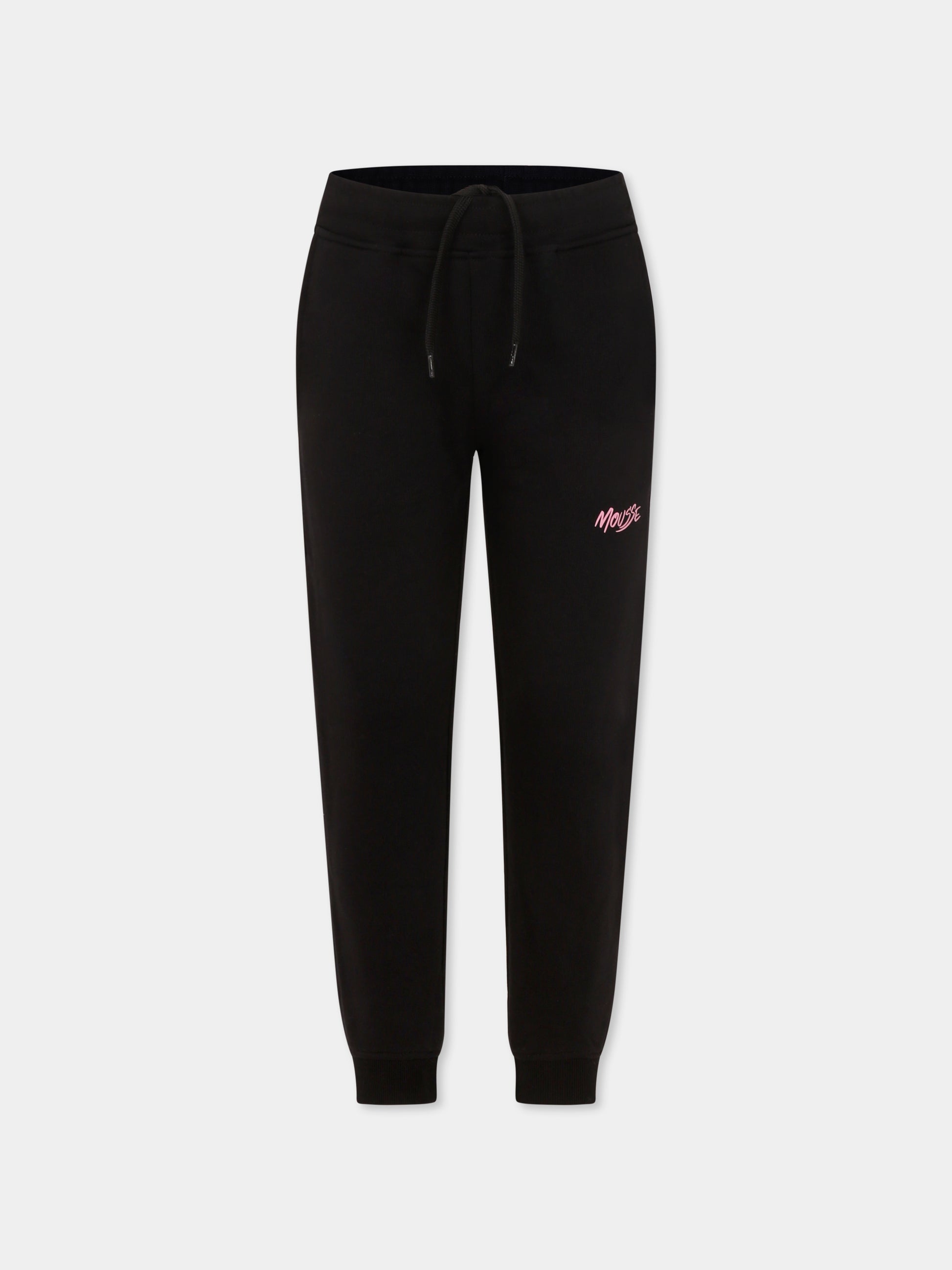 Pantaloni neri per bambina con logo,Mousse Kids,SKPFGB