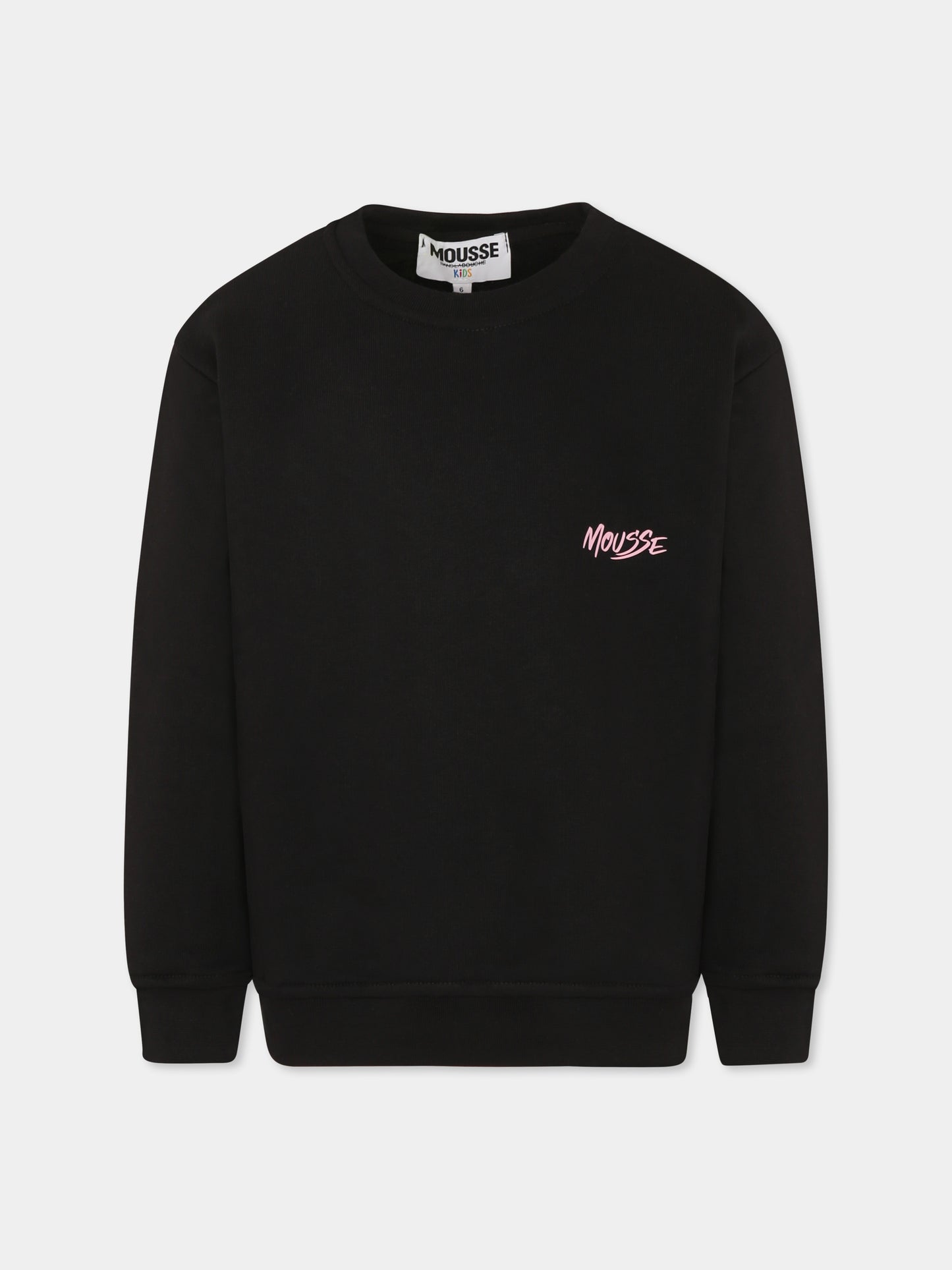 Felpa nera per bambina con logo,Mousse Kids,SKFGGB