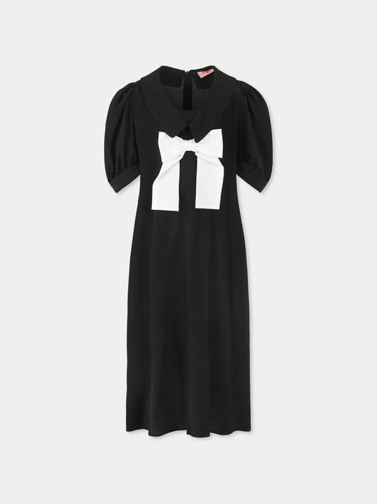 Vestito nero per bambina con fiocco,Vivetta Kids,VE2556