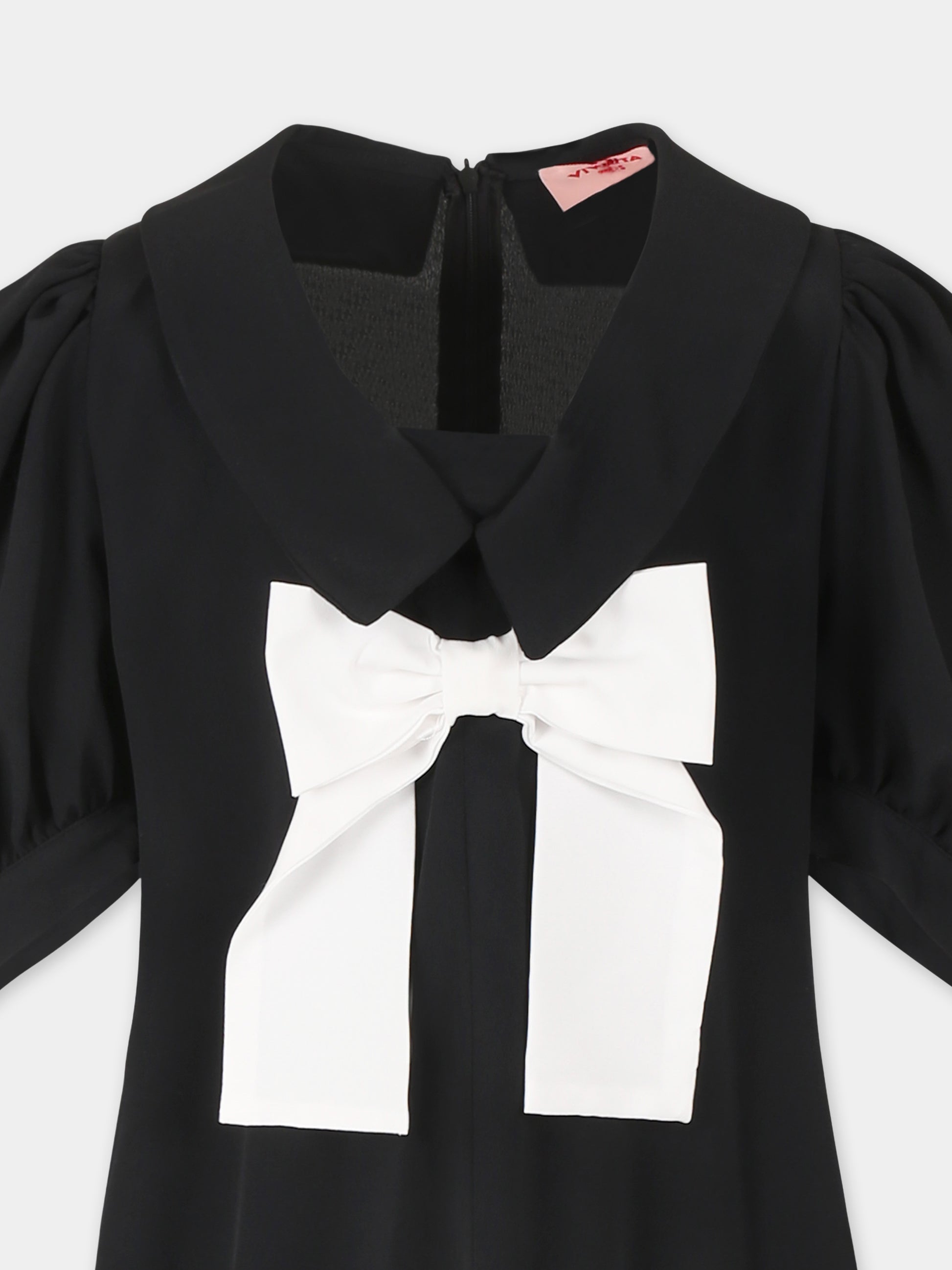 Vestito nero per bambina con fiocco,Vivetta Kids,VE2556