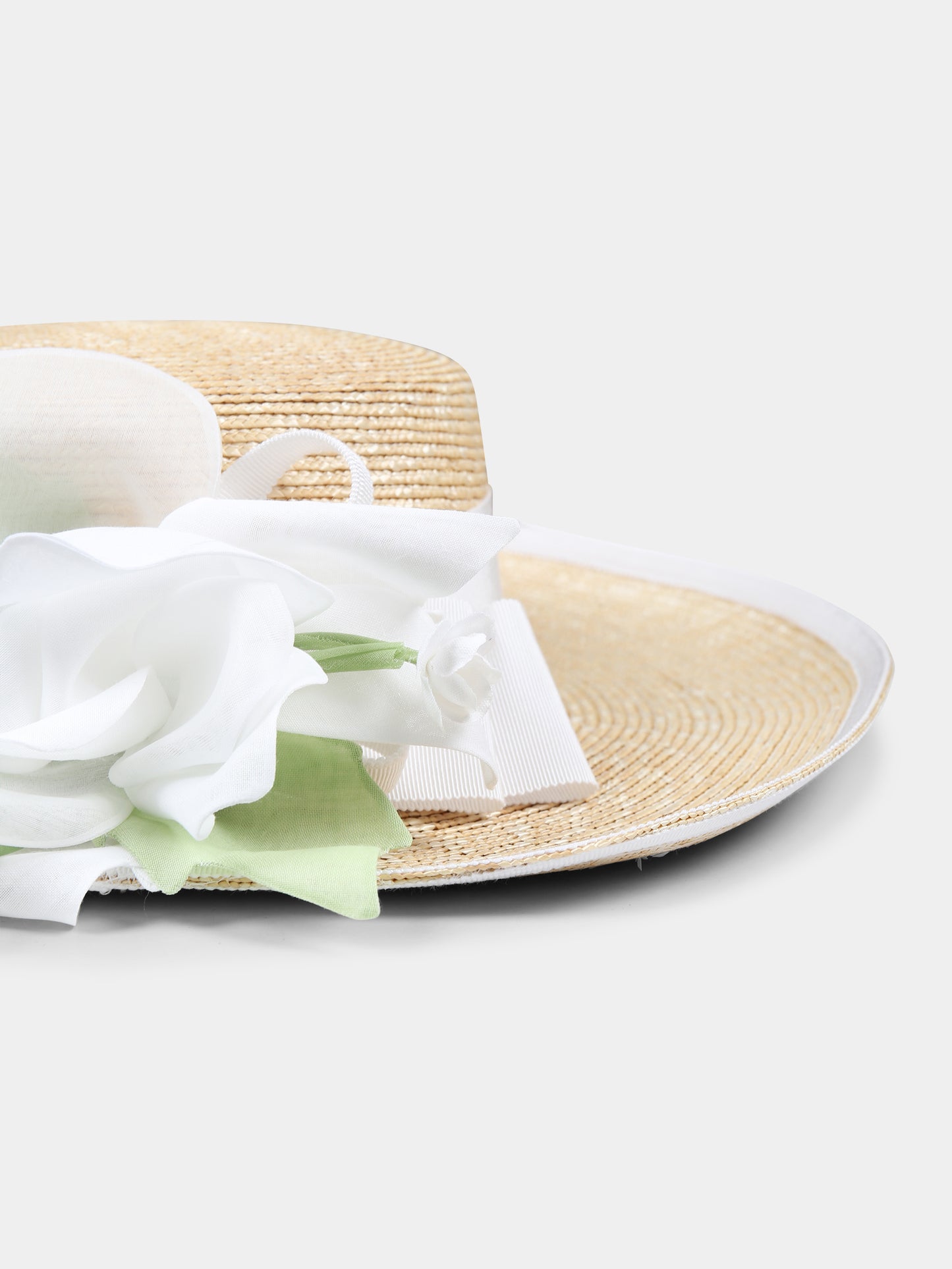 Cappello di paglia beige per bambina con apllicazioni floreali,Raffaella,CAPPELLO PAGLIA FARFALLA PONZA