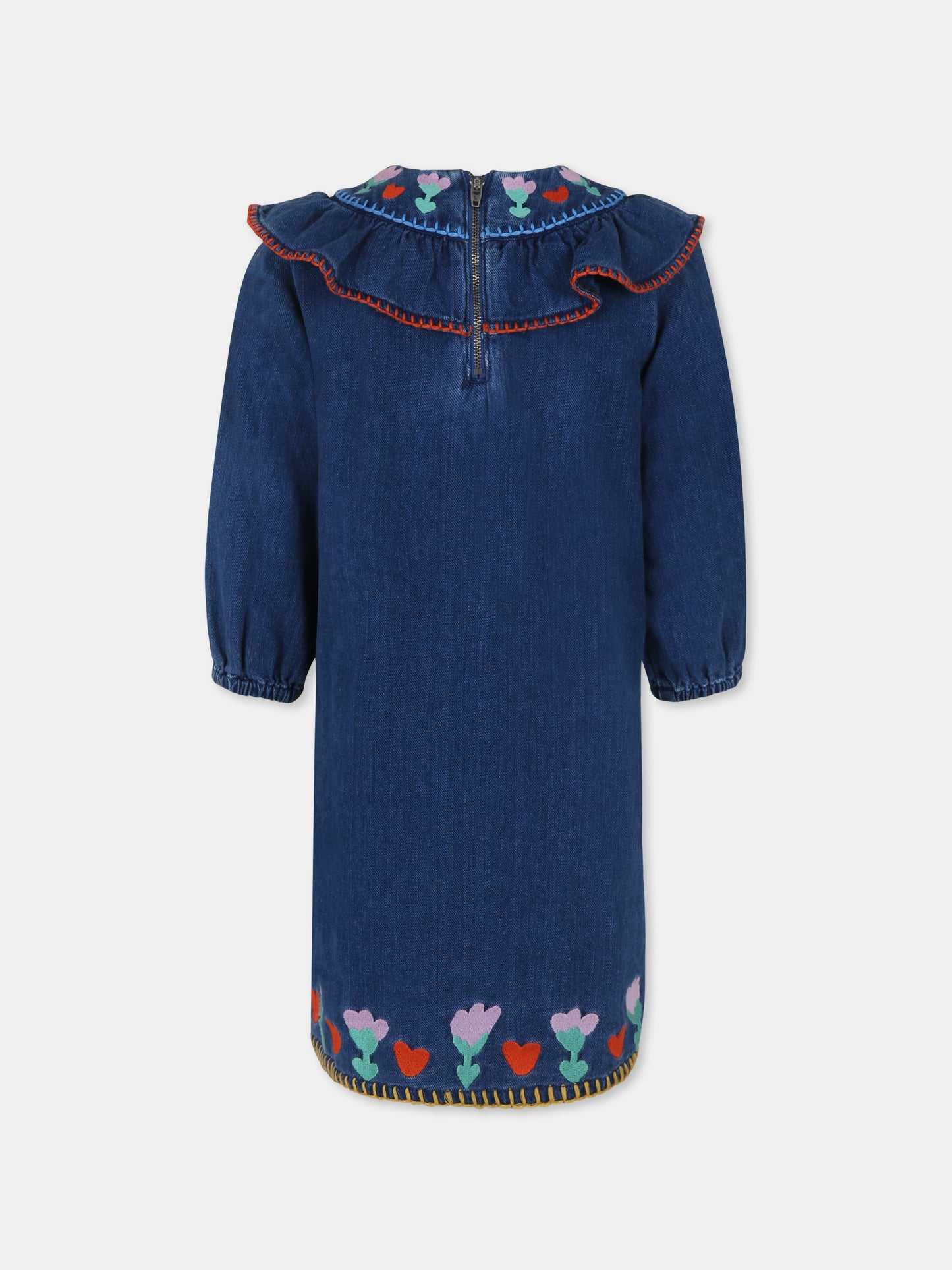 Vestito blu per bambina con fiori,Stella Mccartney Kids,TT1B90 Z1267 618