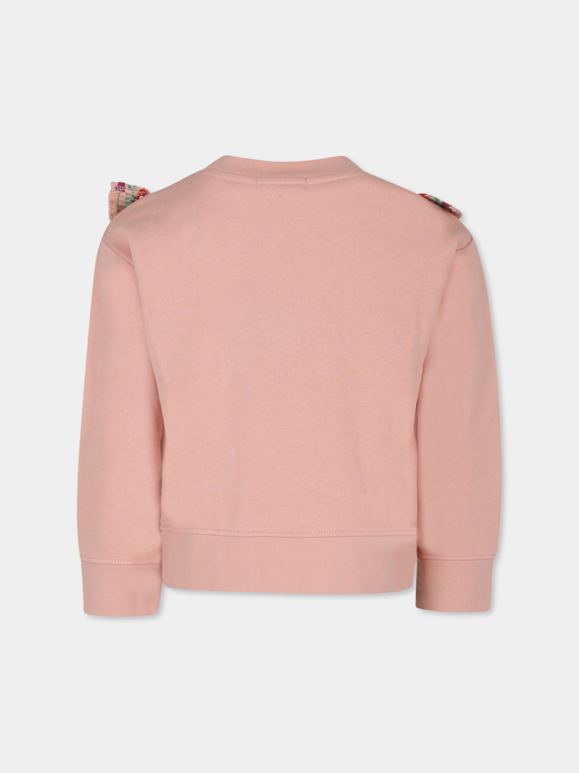 Felpa rosa per bambina con ricami,Stella Mccartney Kids,TT4C10 Z0447 512